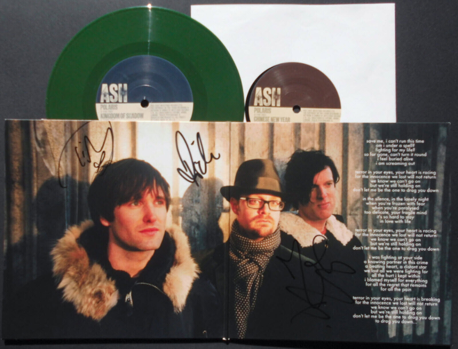 Ash - Polaris Both 7" vinyl Autographed Signed Gatefold Sleeve