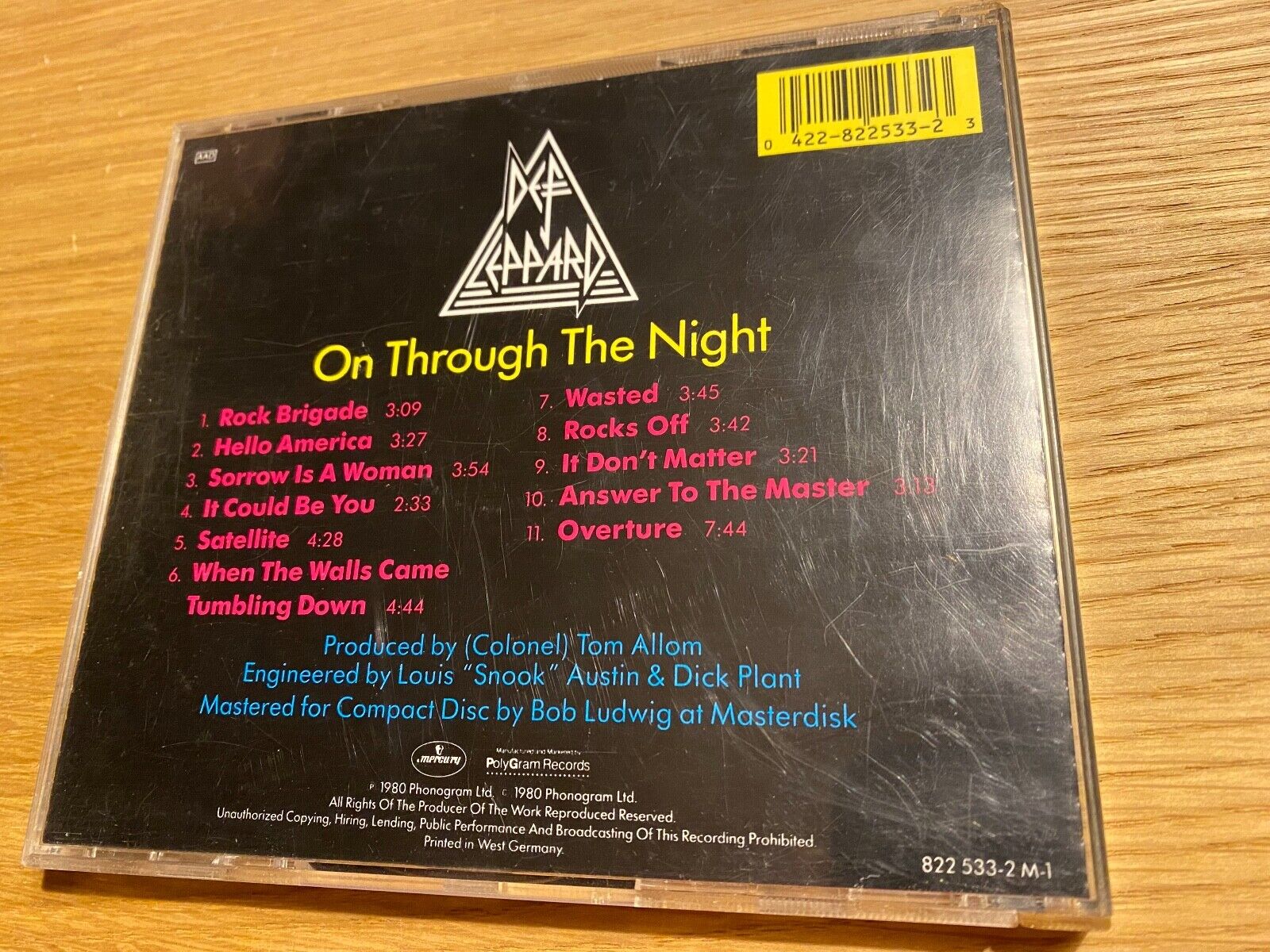 DEF LEPPARDS "ON THROUGH THE NIGHT" 1986 AAD CD ALBUM 11 TRACK MERCURY RECORDS**