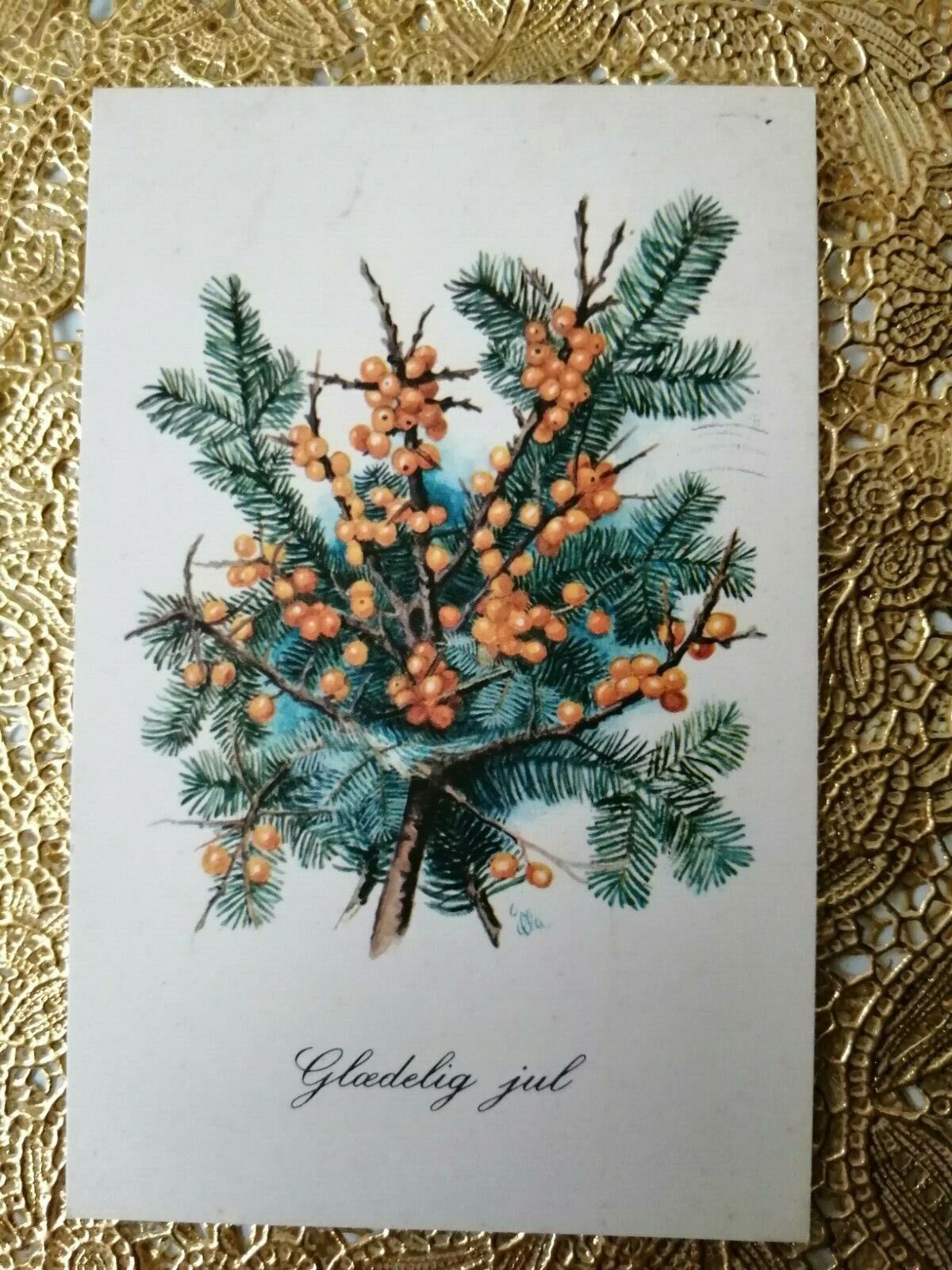 Vintage and collectible Danish Christmas card.Posted in 1962.. ( No. 9 Q )