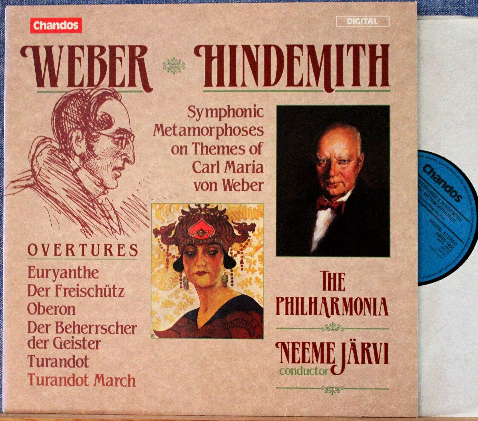 Järvi: Hindemith (Metamorphosen) + Weber (Overtures) Chandos ABRD 1404 dig NM