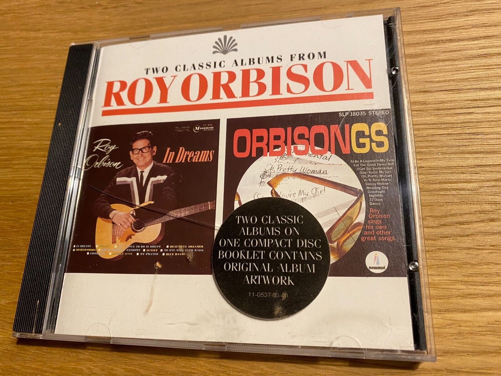 ROY ORBISON "TWO CLASSIC ALBUMS FROM ROY ORBISON" 1993 SONY CD ALBUM 24 TRACK CD