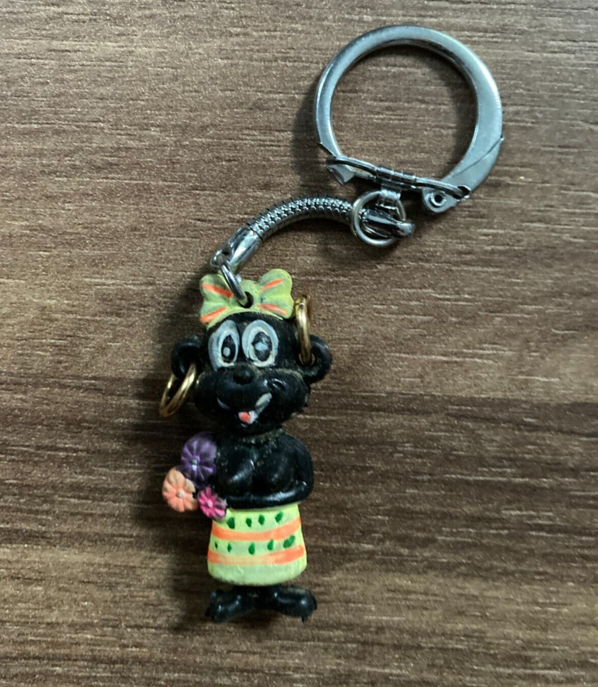 Vintage Black Hawaiian Hula Girl Keychain - Cute and Colorful Collectible