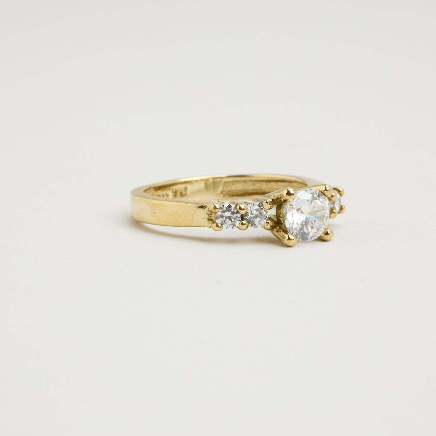 Ring with and zircon in 8K Gold size 5¾ | Vintage Solid Gold | Fine