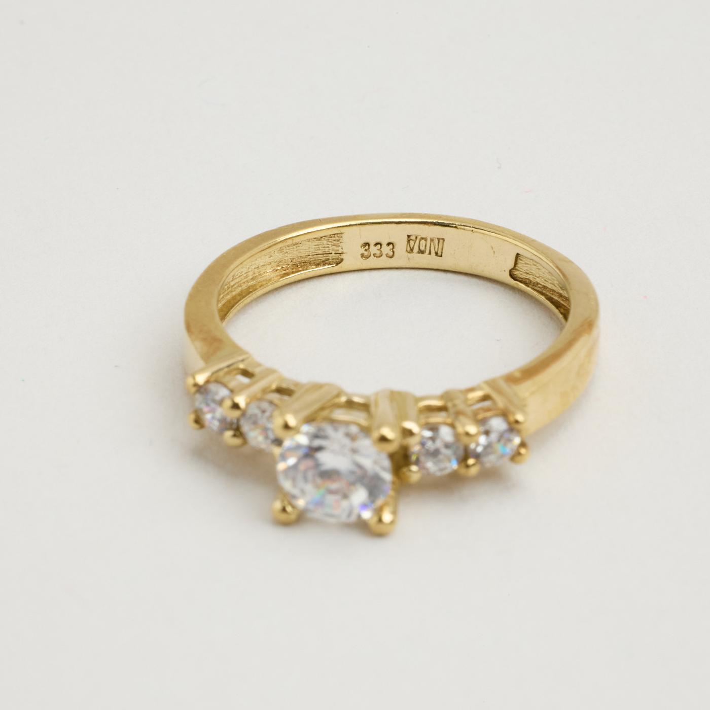 Ring with and zircon in 8K Gold size 5¾ | Vintage Solid Gold | Fine