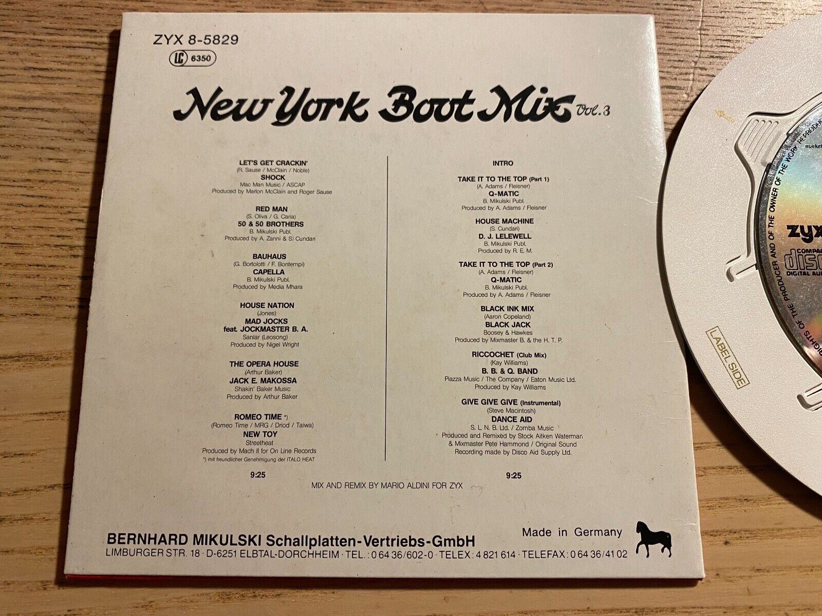 New York BOOT MIX VOL 3" PART 1  2 1980´S 3" CD SINGLE WITH ADAPTOR 2 TRACK CD