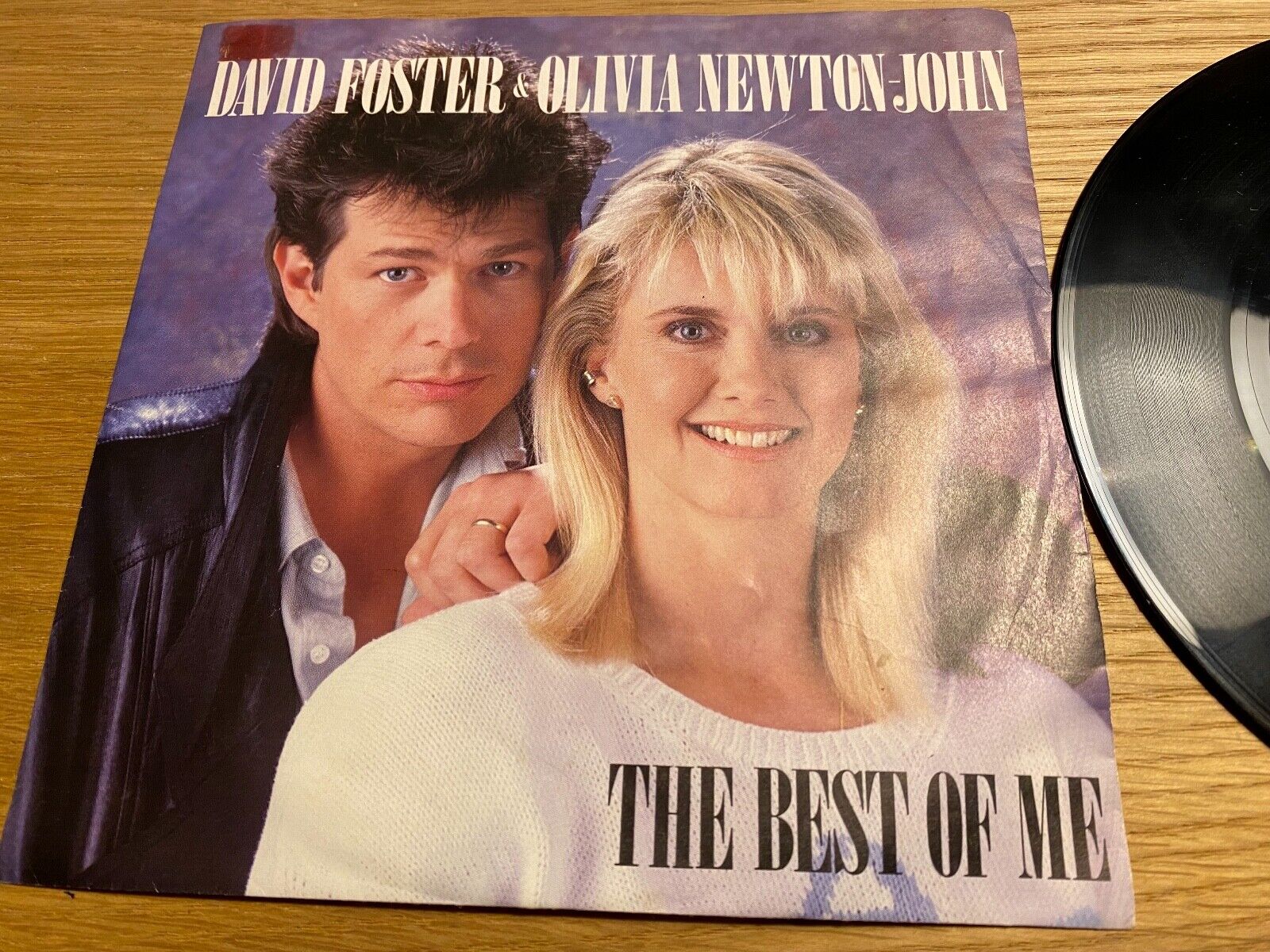 DAVID FOSTER  OLIVIA NEWTON-JOHN "THE BEST OF ME" W GERMAN PRESS 1986 7 SINGLE