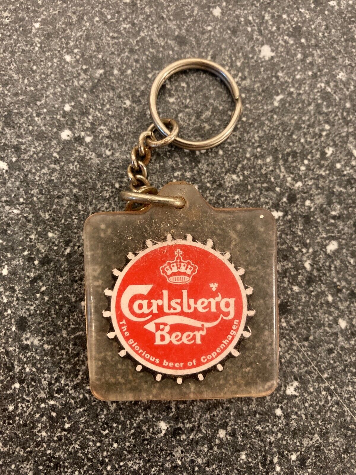 Vintage Carlsberg Beer Keychain - The Glorious Beer of Copenhagen - Rare!