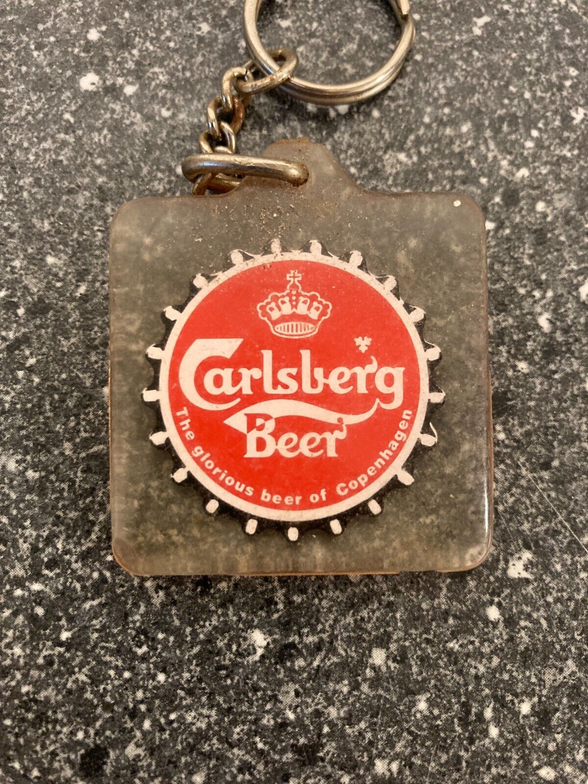 Vintage Carlsberg Beer Keychain - The Glorious Beer of Copenhagen - Rare!