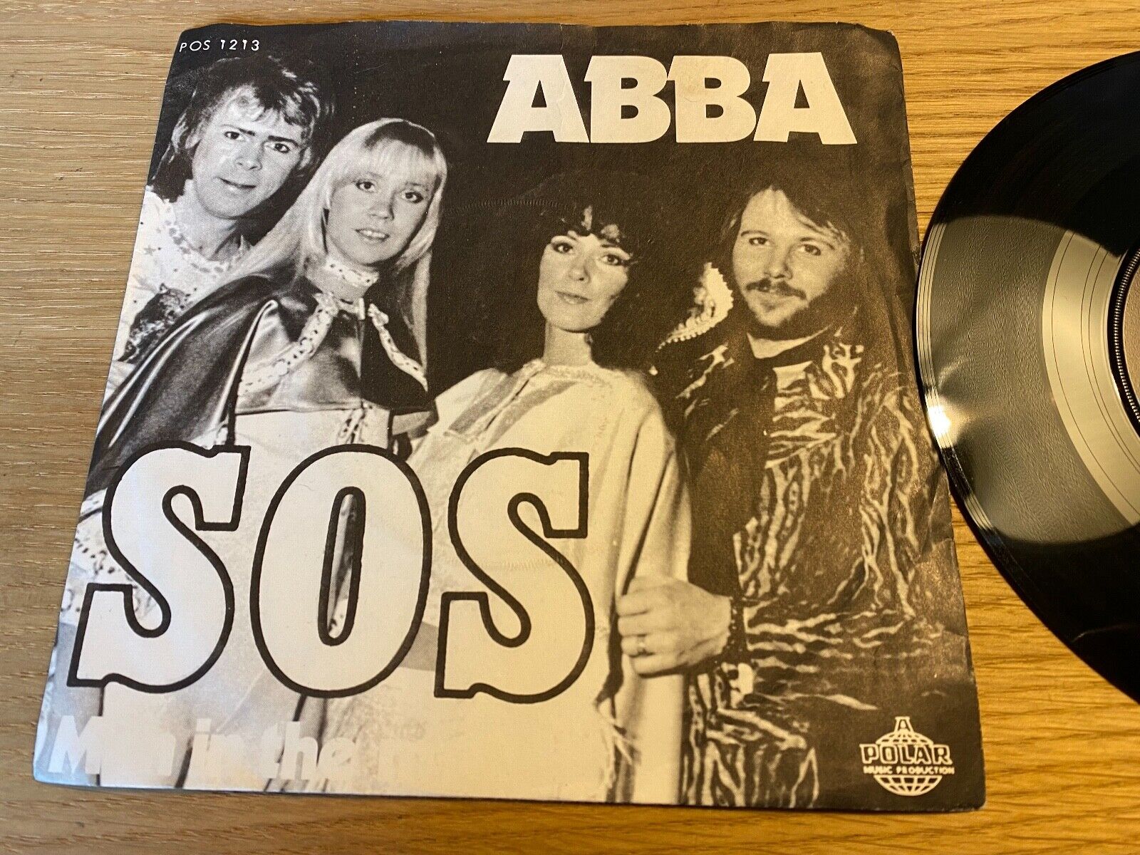 ABBA "SOS/MAN IN THE MIDDLE" POLAR RECORDS AB SWEDEN 1975 POS 1213 WHITE COVER**