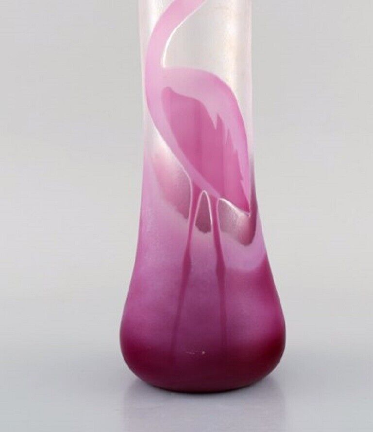 Paul Hoff for Kosta Boda Vase in art glass with pink flamingo Swedish design