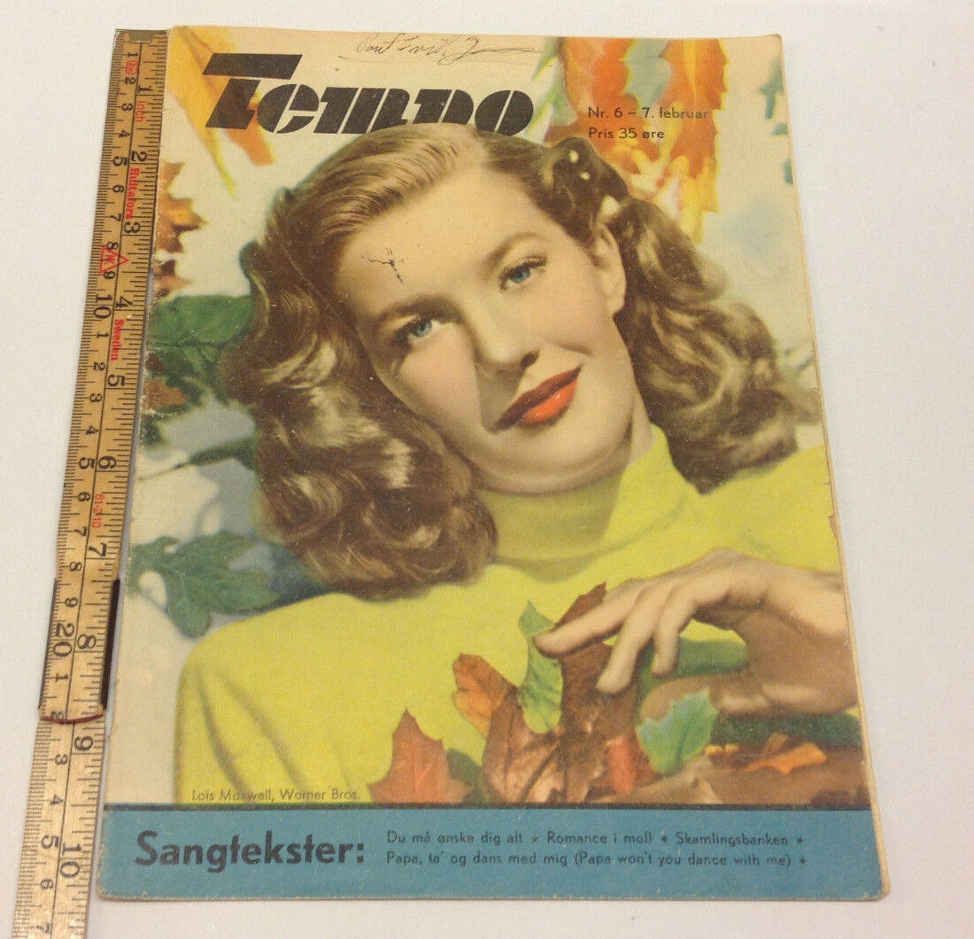 LOIS MAXWELL Warner Bros on Front Cover Vintage Danish Magazine "Tempo" 1950