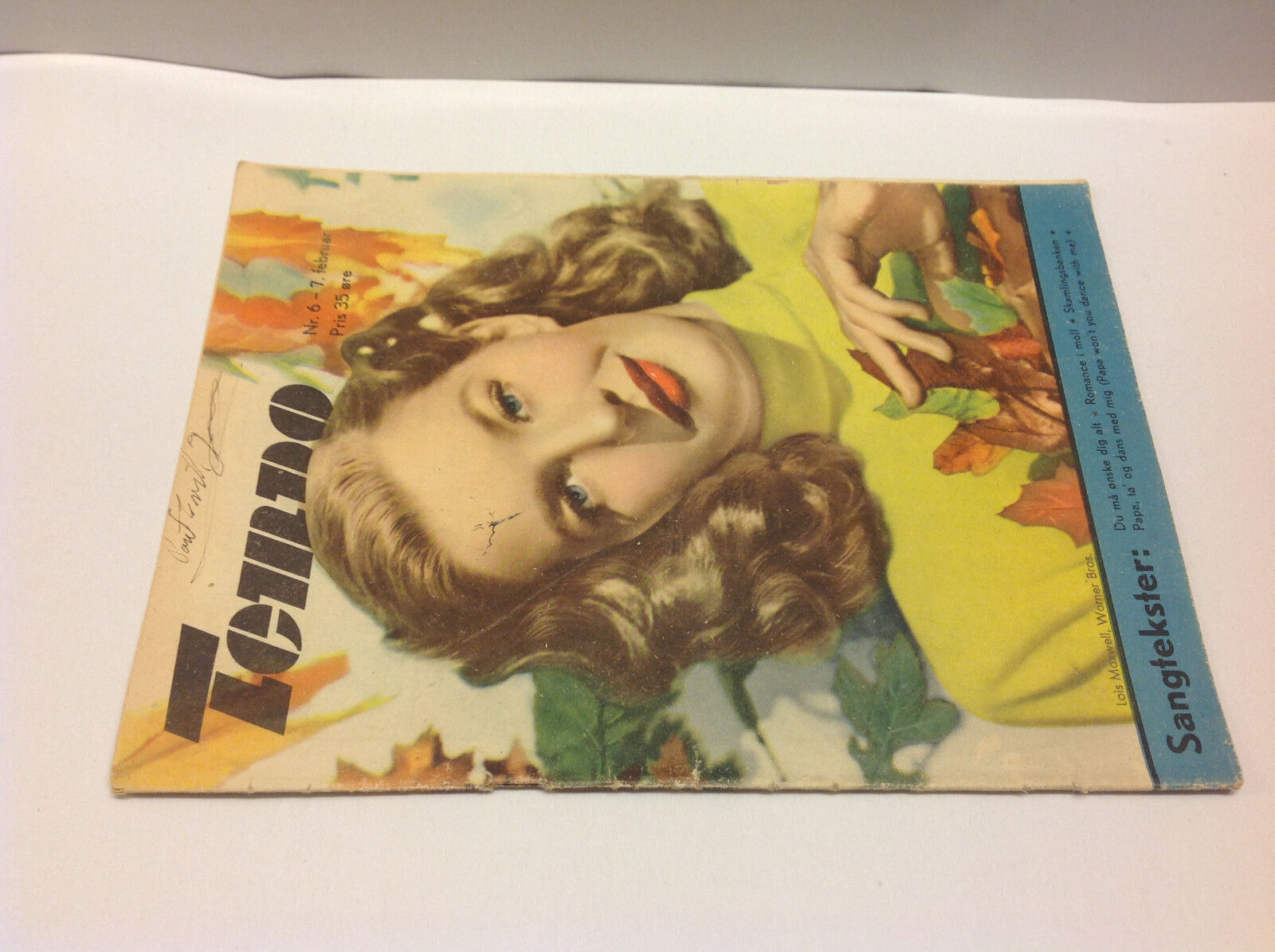 LOIS MAXWELL Warner Bros on Front Cover Vintage Danish Magazine "Tempo" 1950