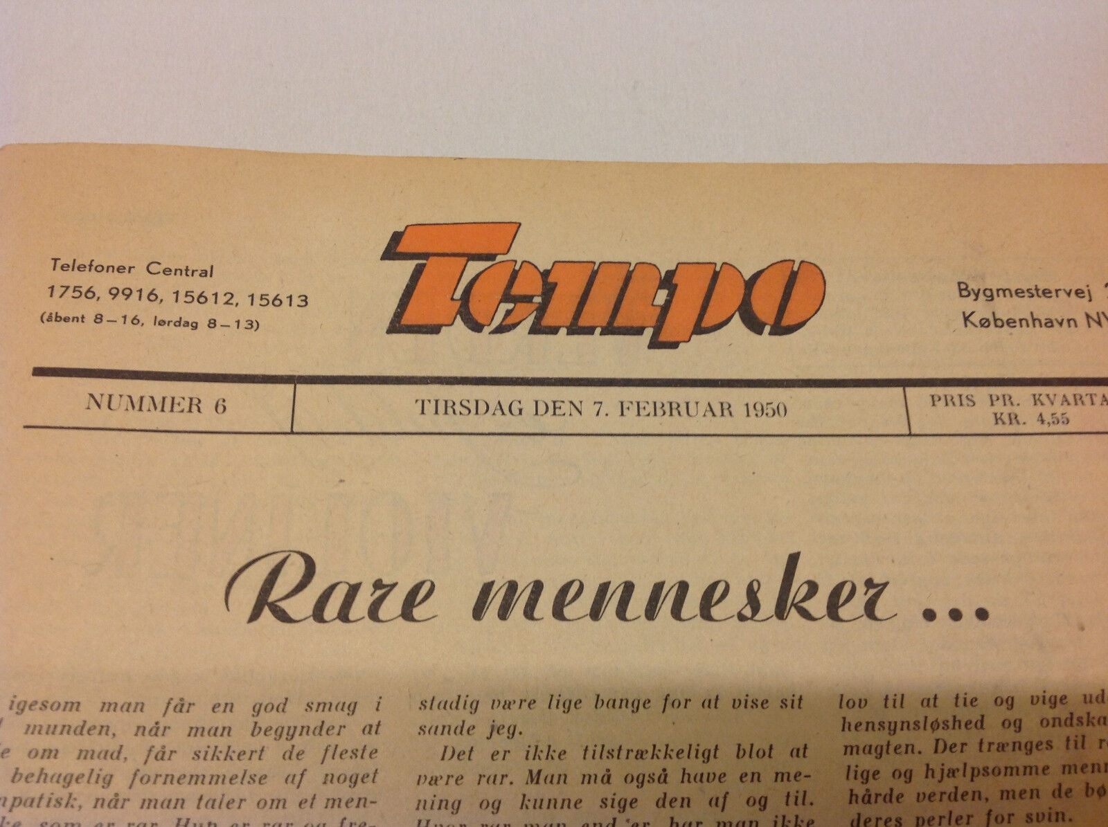 LOIS MAXWELL Warner Bros on Front Cover Vintage Danish Magazine "Tempo" 1950