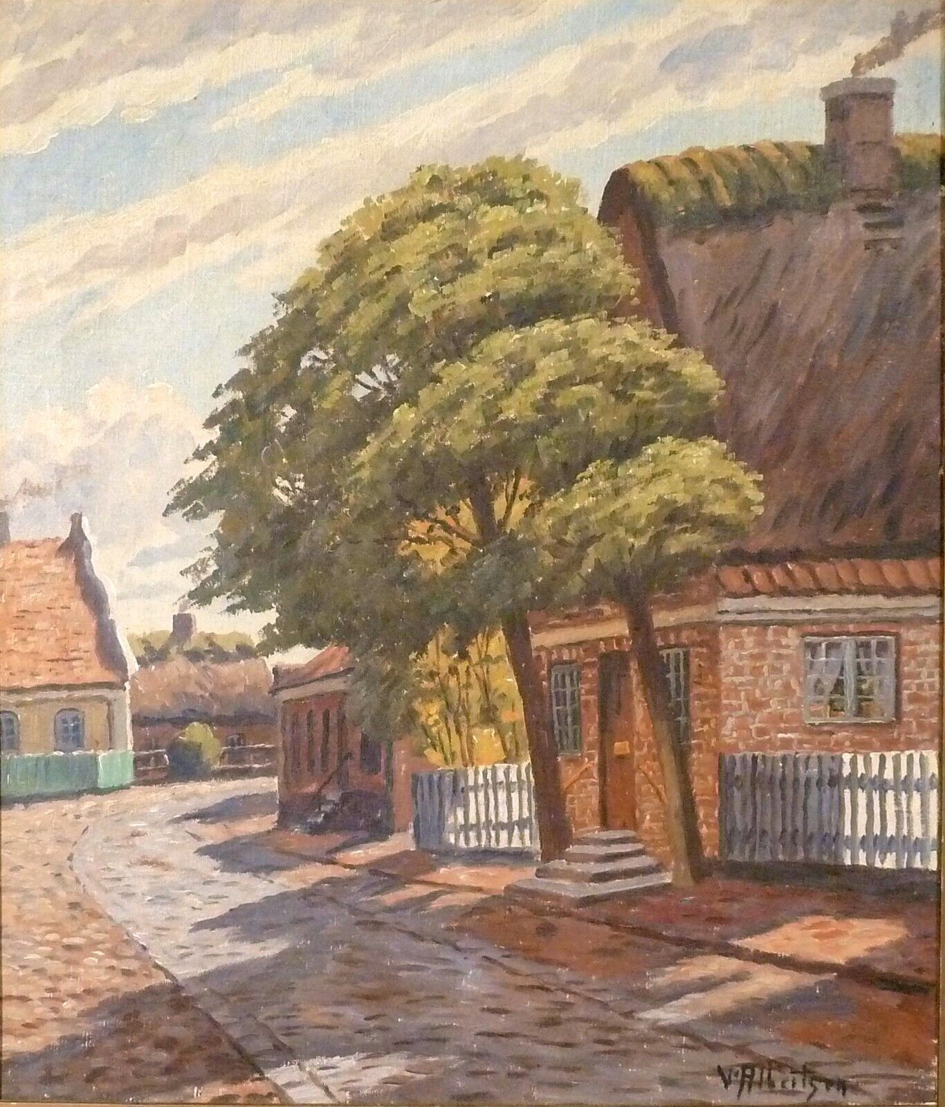 VALDEMAR ALBERTSEN! SCENERY FROM AN OLD VILLAGE EXHIBITED WORK