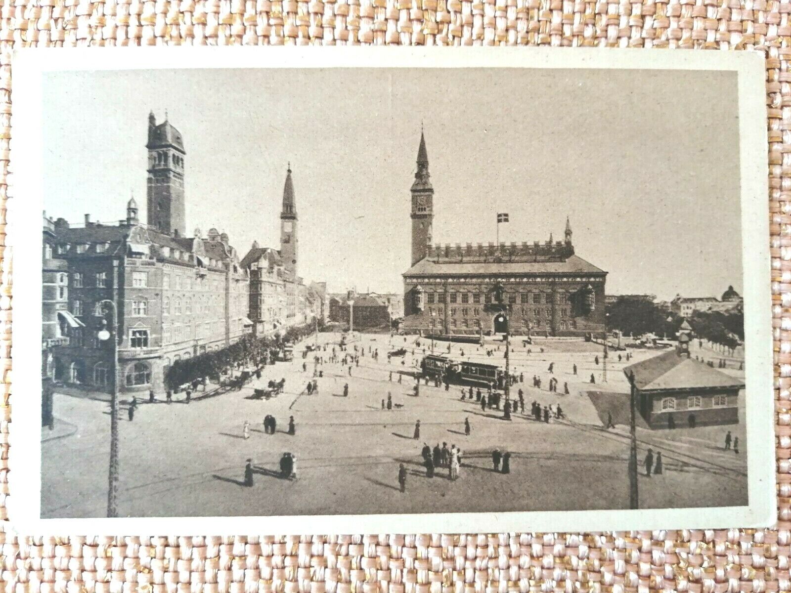 Vintage Danish postcardCopenhagenThe Town Hall Square 1920-30