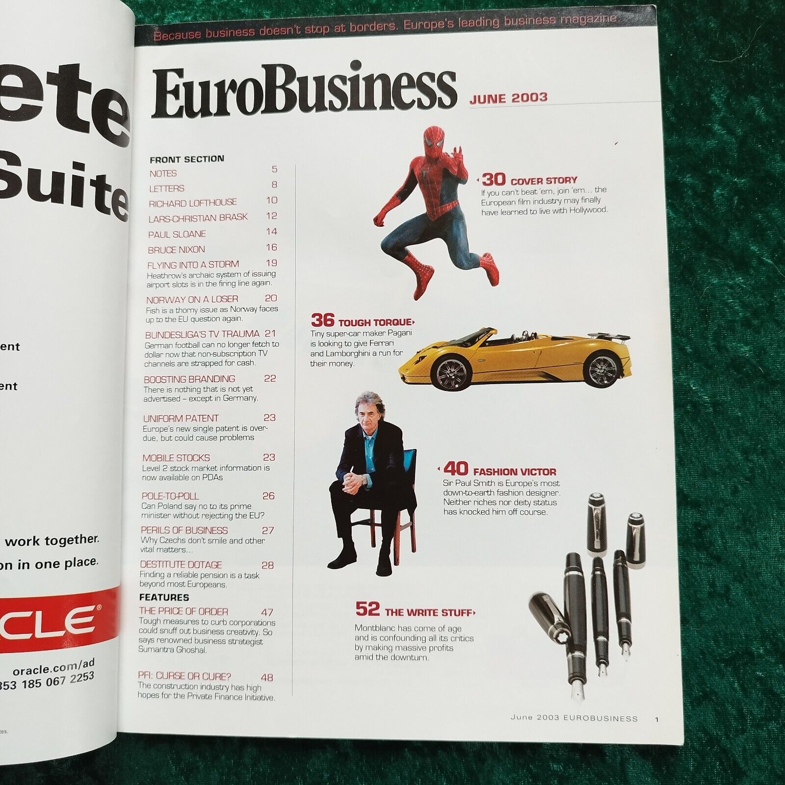 EuroBusiness Magazine June 2003Pagani SupercarMontblancSir Paul Smith