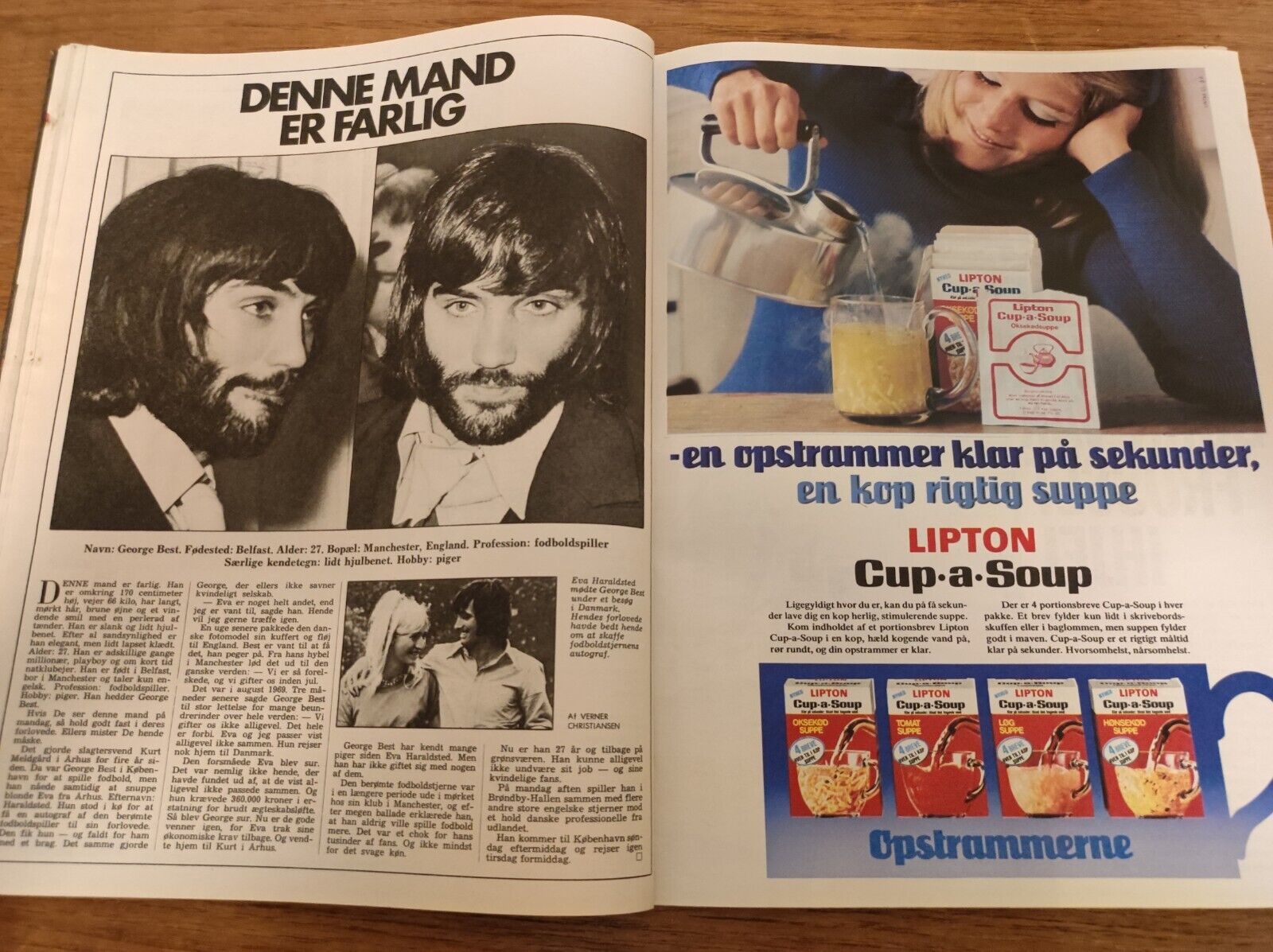 ELIZABETH TAYLOR Olsen Brothers GEORGE BEST Soccer 1973 Danish Magazine BB34