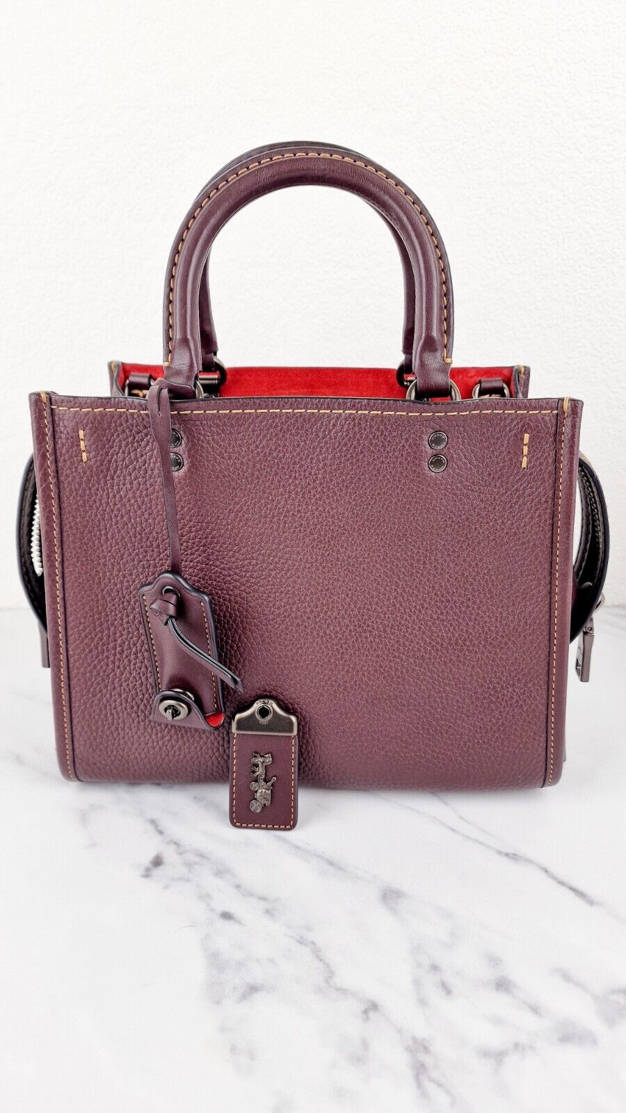 Coach Rogue 25 Oxblood Pebble Leather Red Suede Lining 1941 Bag Coach 54536