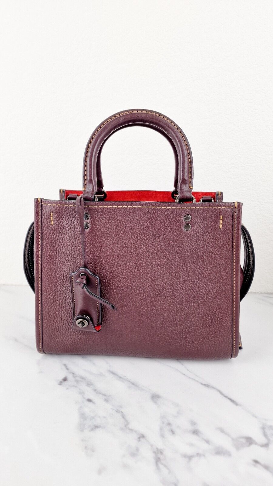 Coach Rogue 25 Oxblood Pebble Leather Red Suede Lining 1941 Bag Coach 54536