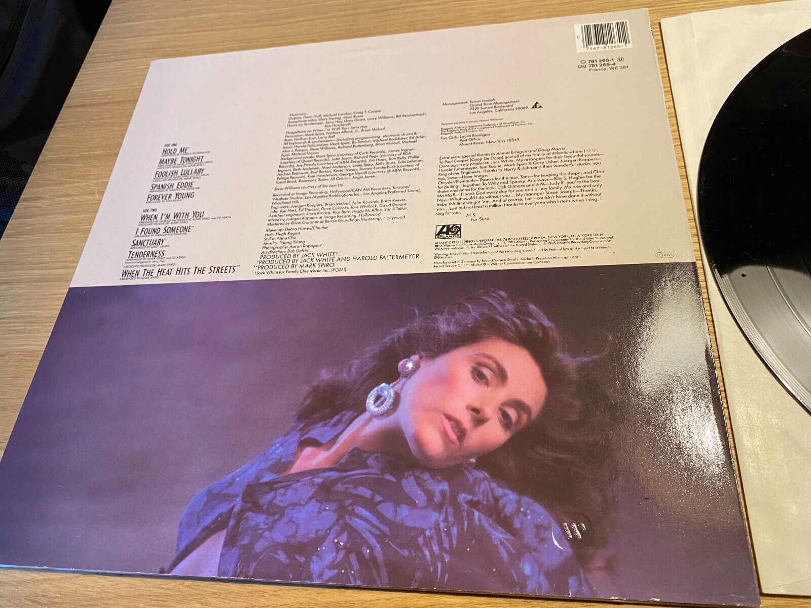 LAURA BRANIGAN "HOLD ME" 1985 VINYL LP 33 RPM ATLANTIC RECORDS 10 TRACK VINYL