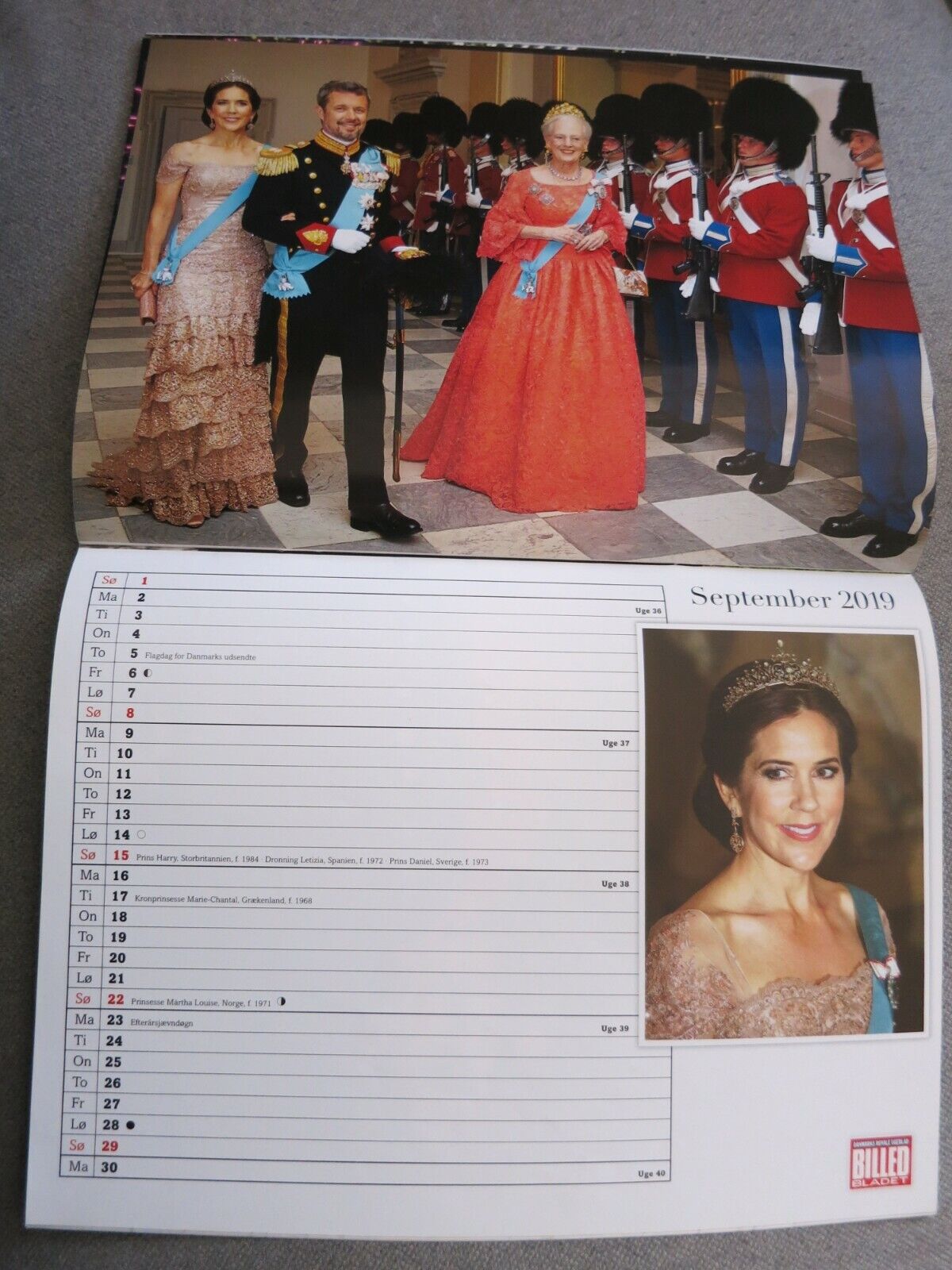 Royal Calendar 2019 PRINCESS MARY Prince Frederik QUEEN MARGRETHE Nikolai AB26