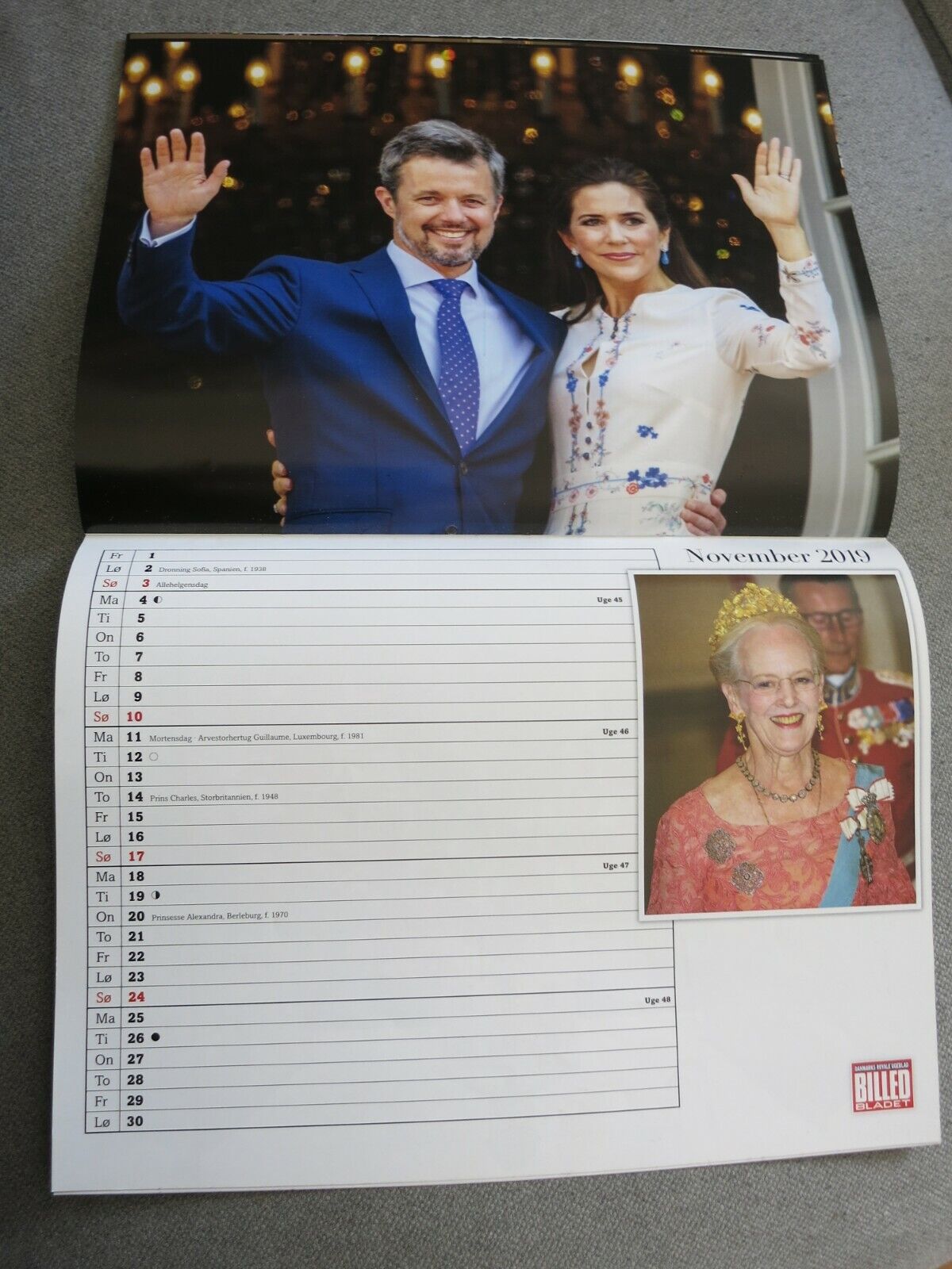 Royal Calendar 2019 PRINCESS MARY Prince Frederik QUEEN MARGRETHE Nikolai AB26