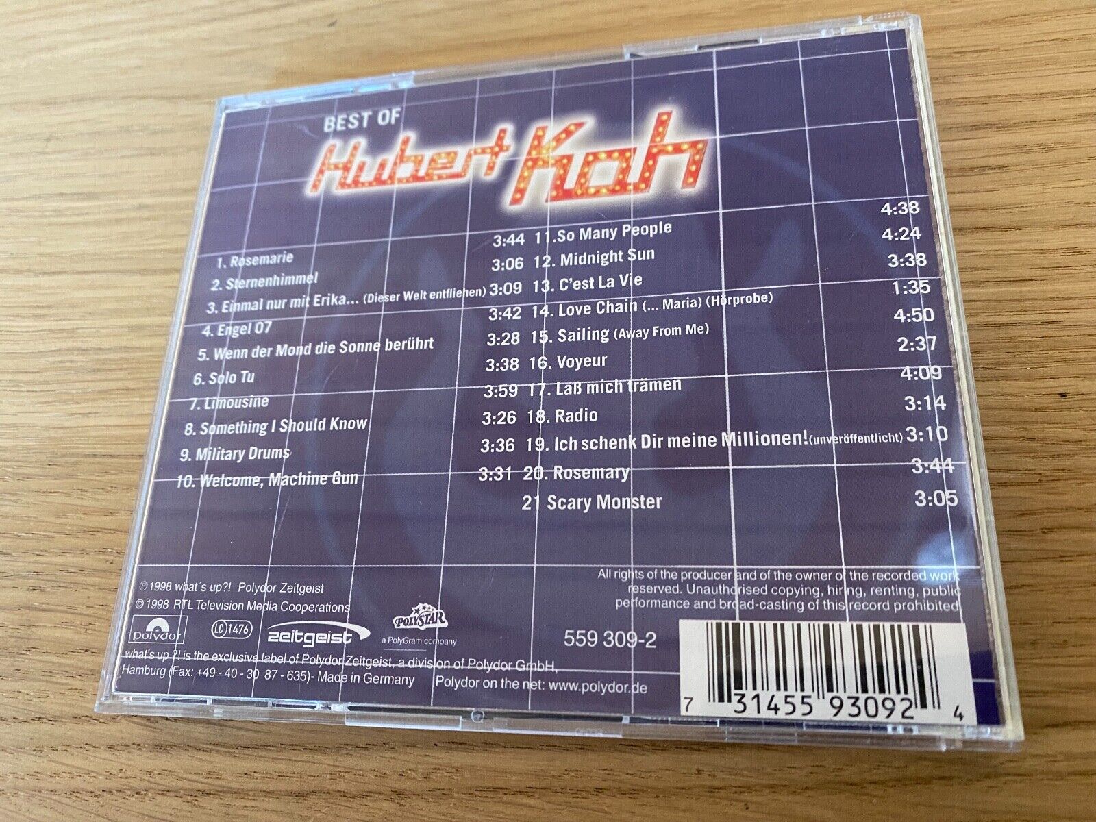 HUBERT KAH "BEST OF HUBERT KAH" 1998 POLYDOR 21 TRACK GERMAN PRESSING CD ALBUM