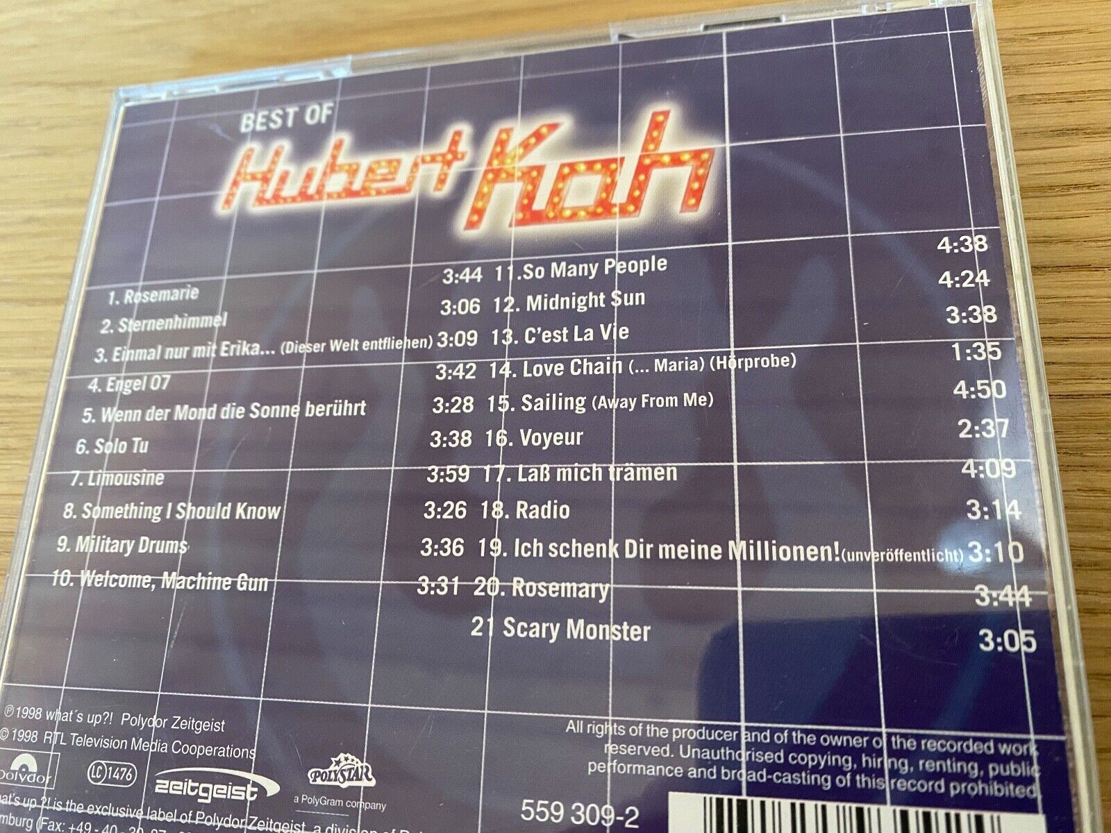 HUBERT KAH "BEST OF HUBERT KAH" 1998 POLYDOR 21 TRACK GERMAN PRESSING CD ALBUM