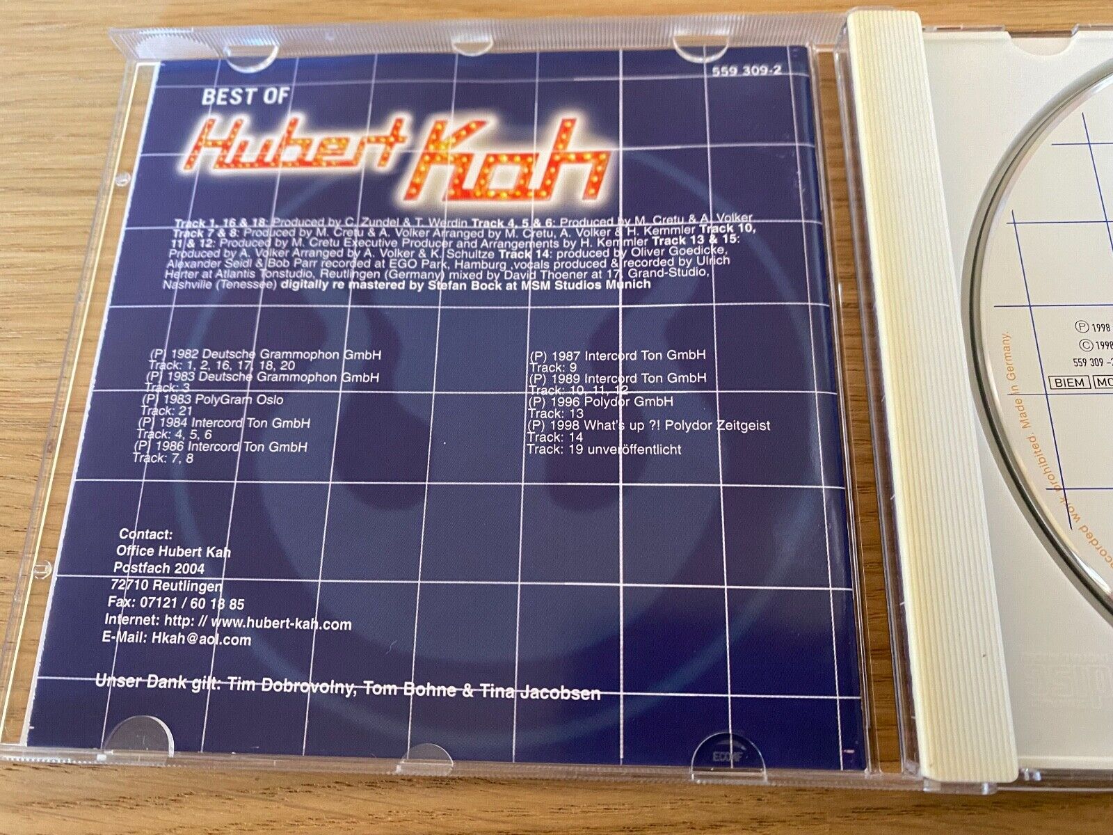 HUBERT KAH "BEST OF HUBERT KAH" 1998 POLYDOR 21 TRACK GERMAN PRESSING CD ALBUM