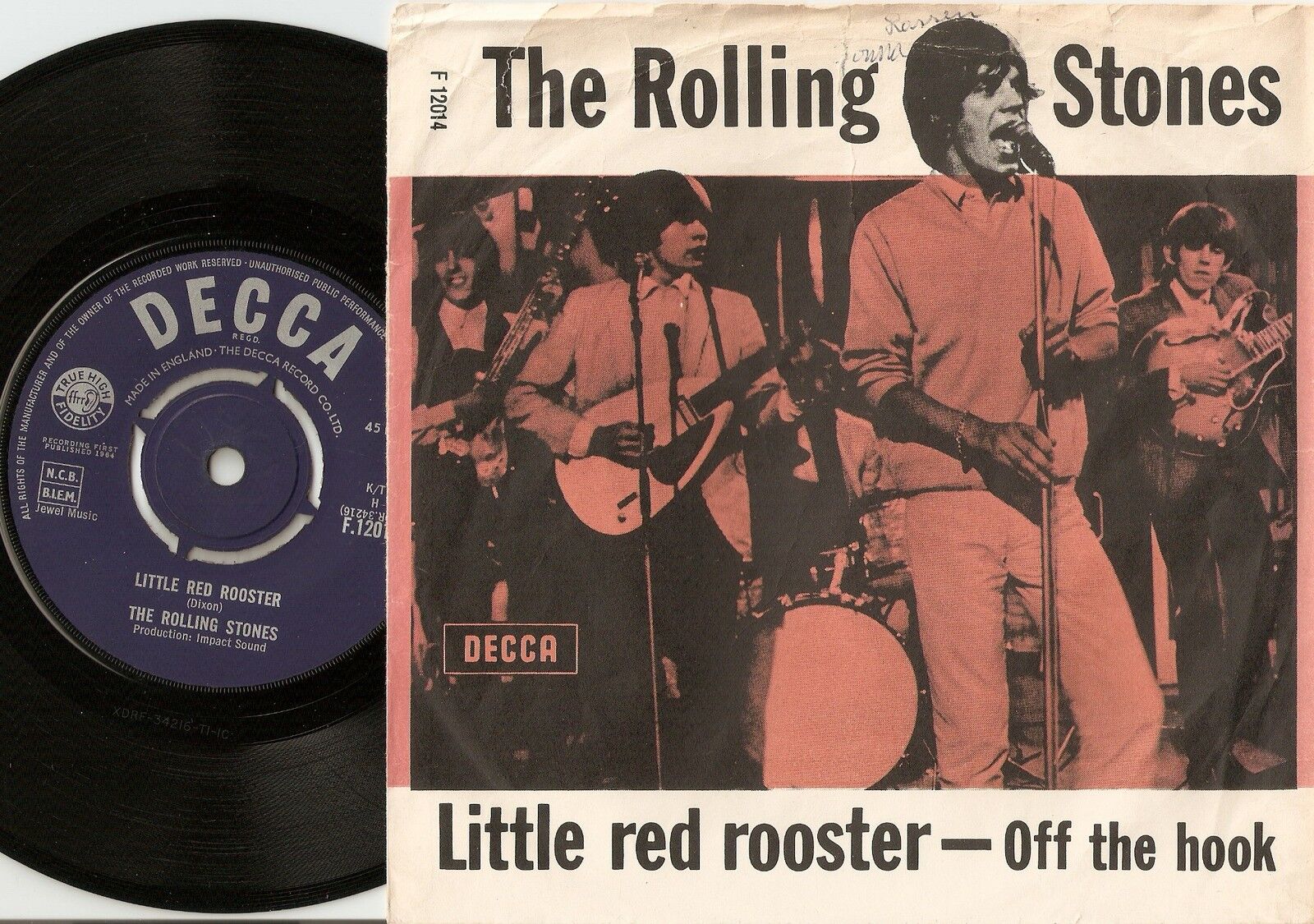 THE ROLLING STONES LITTLE RED ROOSTER  OFF THE HOOK DANISH PS+45 1964 MOD RB