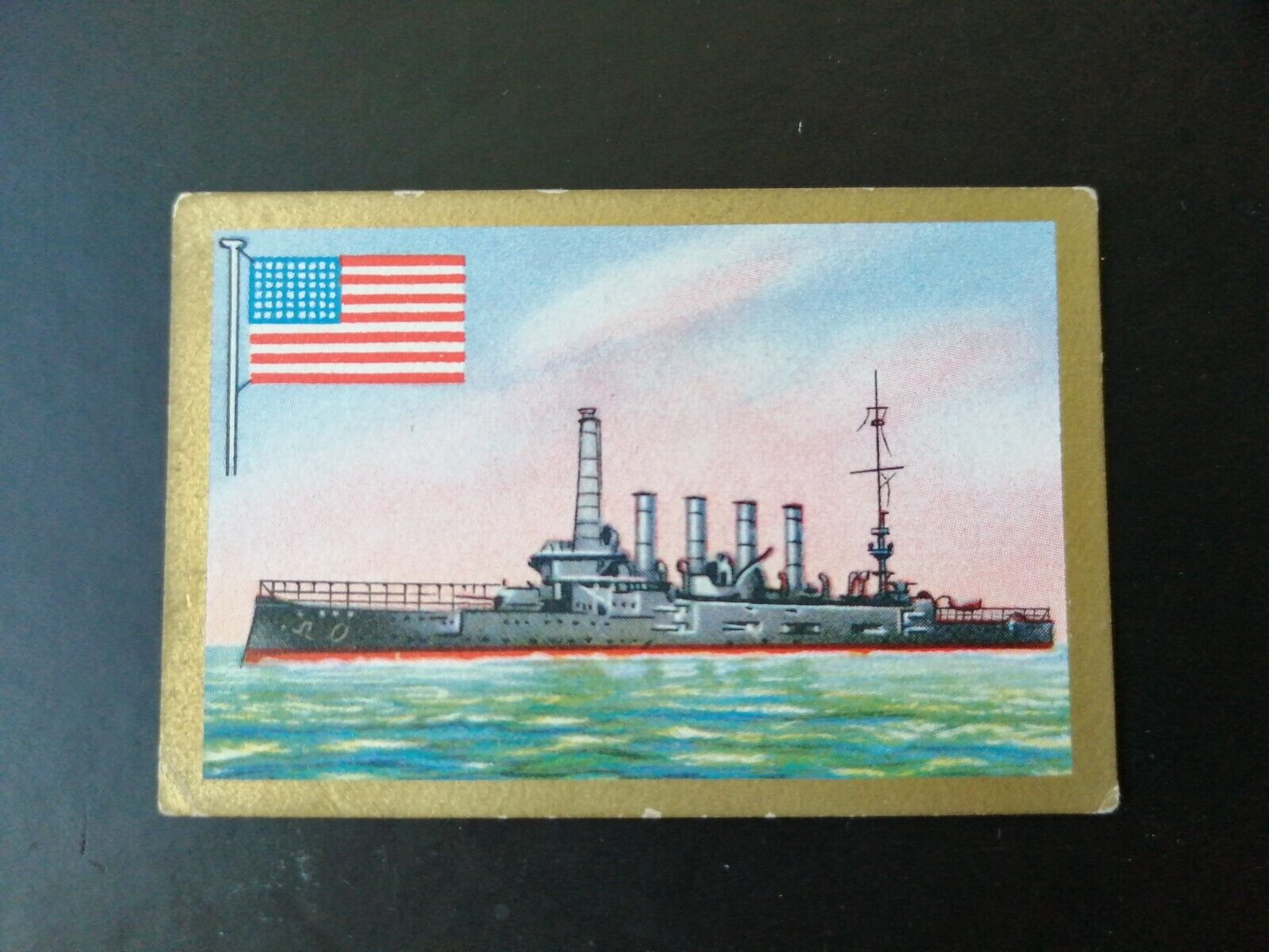 German SABA tobacco ship trading card 1931-33No 168 Panzerkreuzer "Pueblo" USA