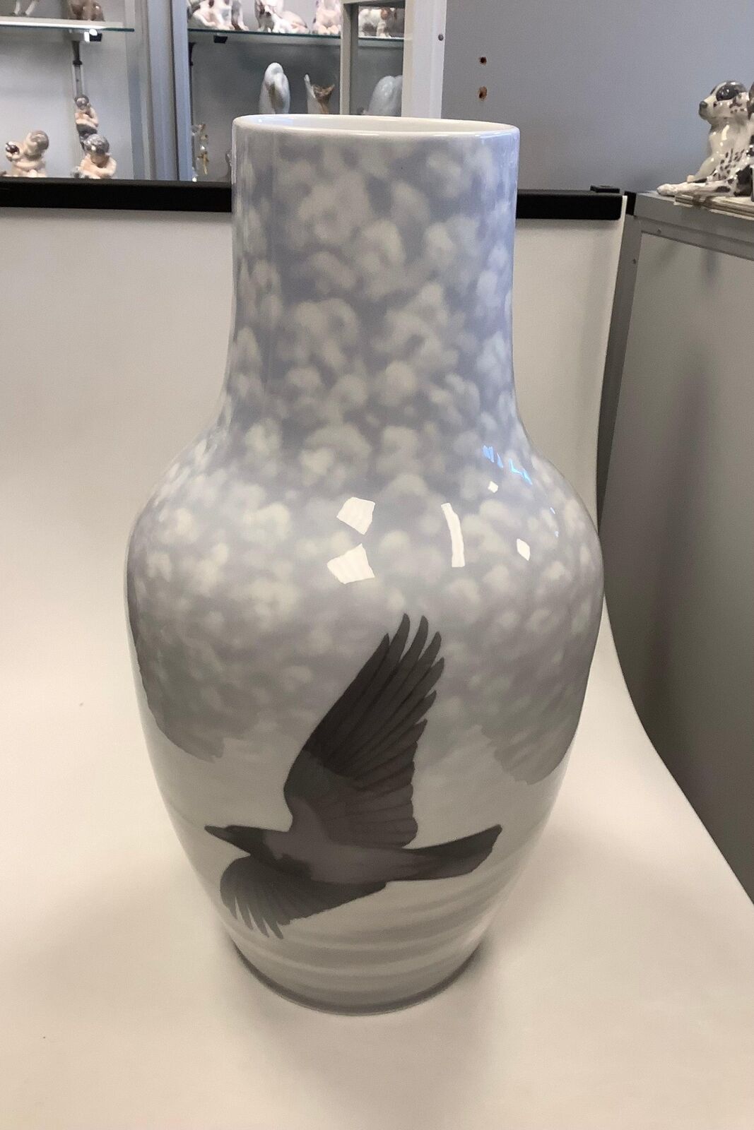 Royal Copenhagen Art Nouveau Unique Vase by Stephan Ussing from 1903 with birds