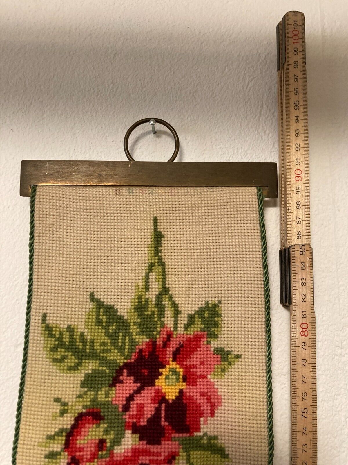 Cross Stitch Danish Hand-Embroidered Bell Pull - Floral Folk Art Design 15x90cm