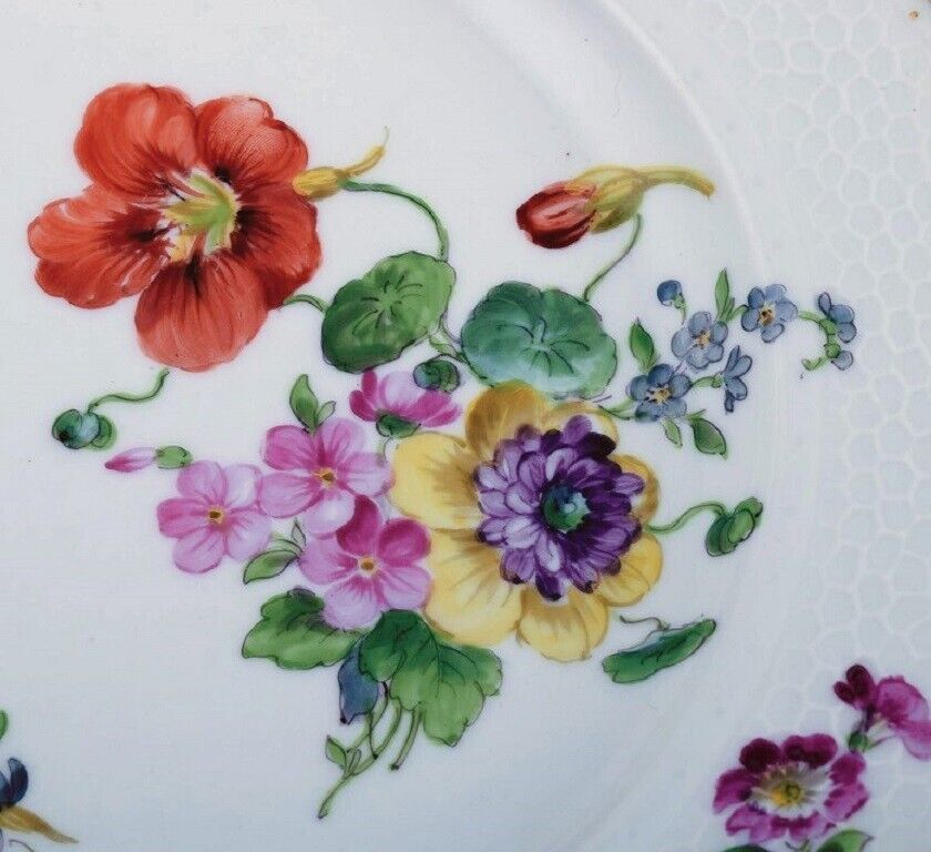 Royal Copenhagen Sachian Flower Four dinner plates with hand-painted flowers