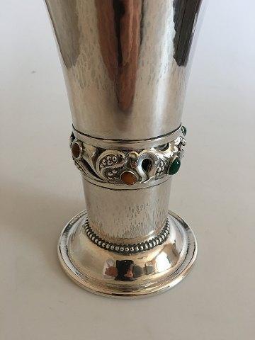 Georg Jensen 830 Silver Vase No 132 in the Danish Art Noveau Style Ornamented