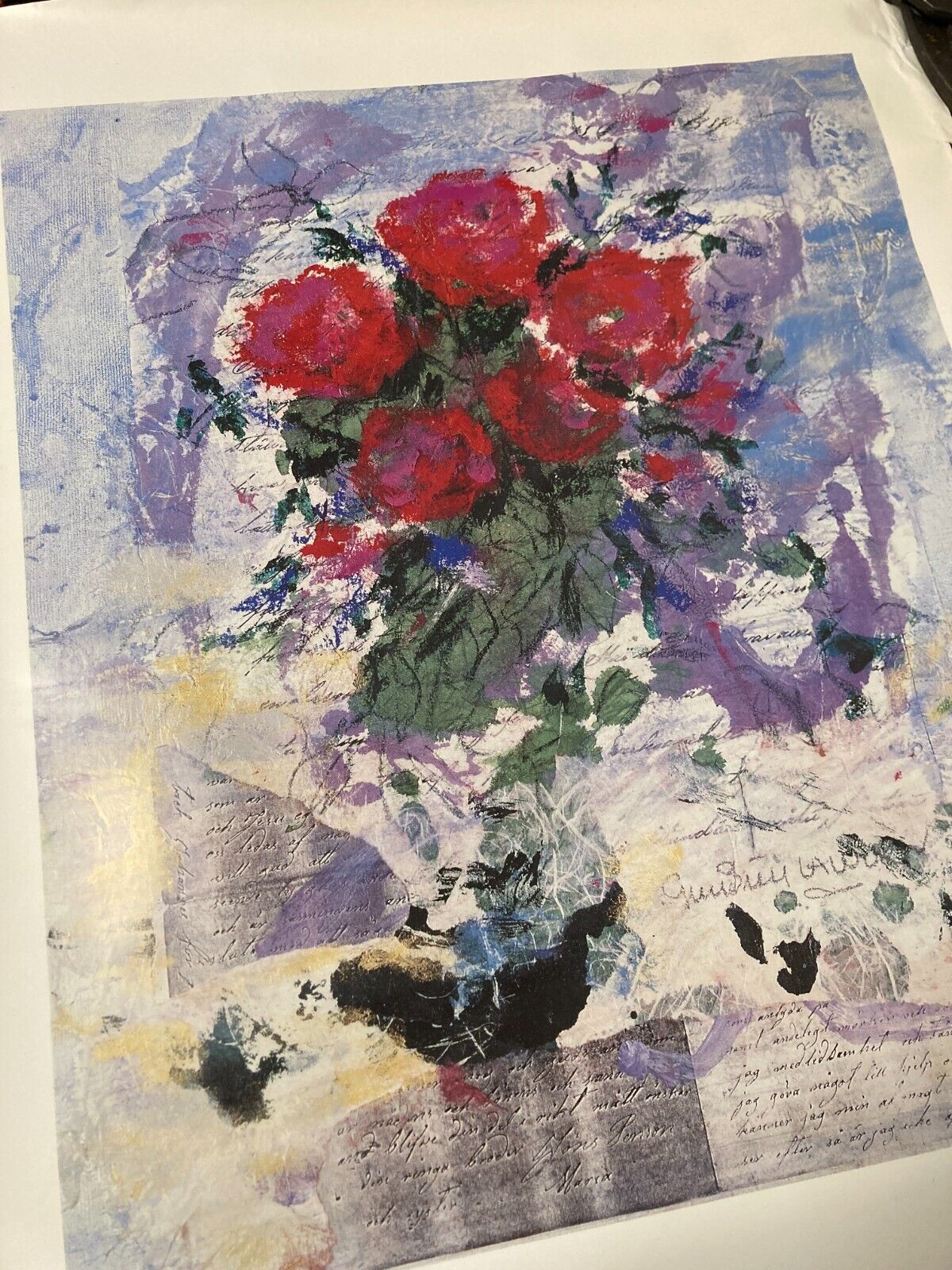 Red Roses by Gun-Britt Lawum Kärlekens fackla brinner an Offset Print 42x55cm