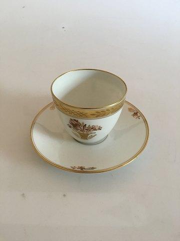 Royal Copenhagen Golden Basket Coffee Cup and Saucer No 9452