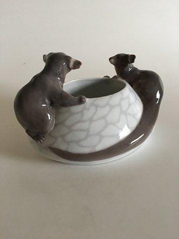 Royal Copenhagen Art Nouveau Bowl with two Otters No 601 Measures 20cm and is