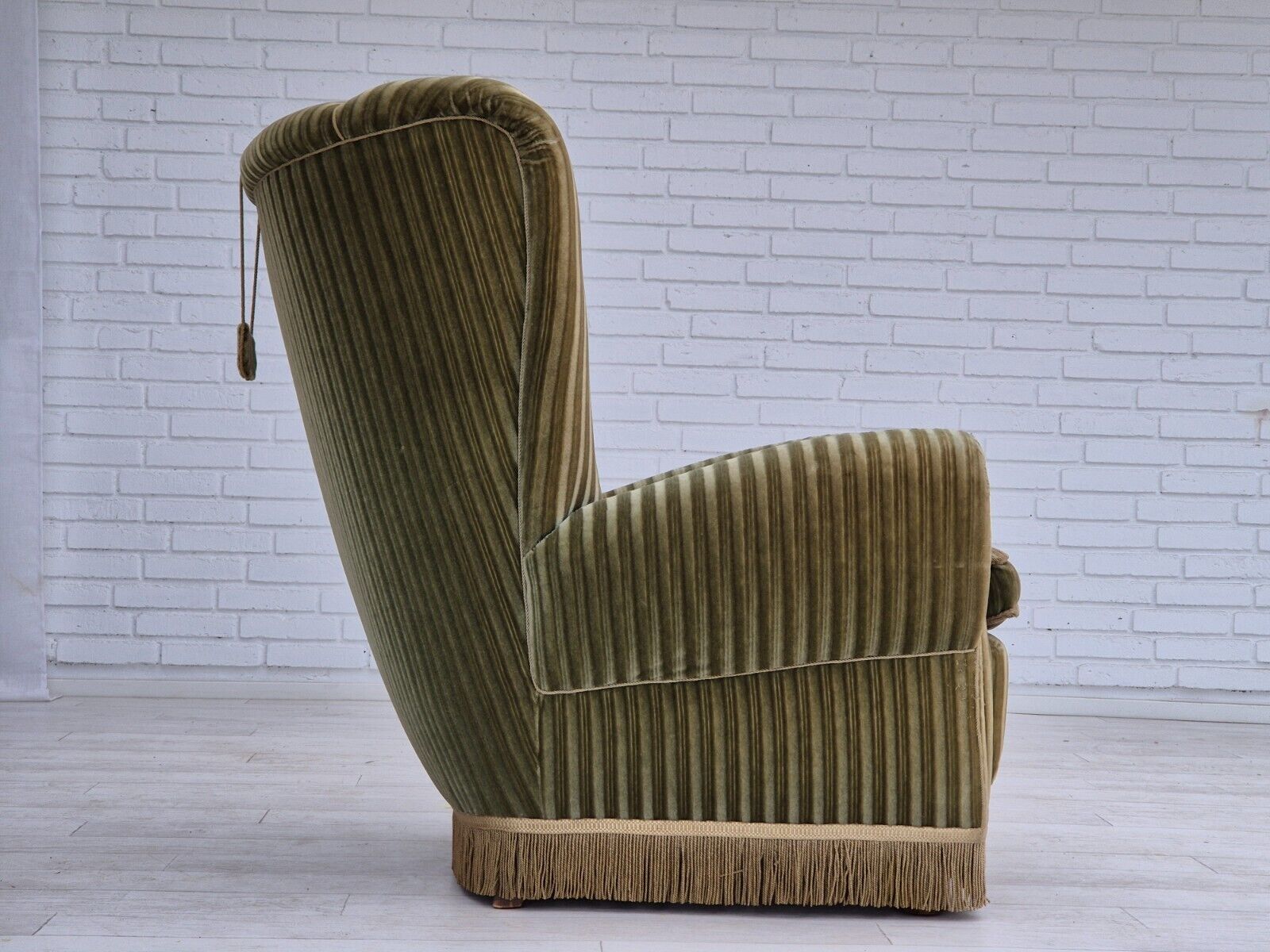 1960s Danish highback relax armchair original condition green velour