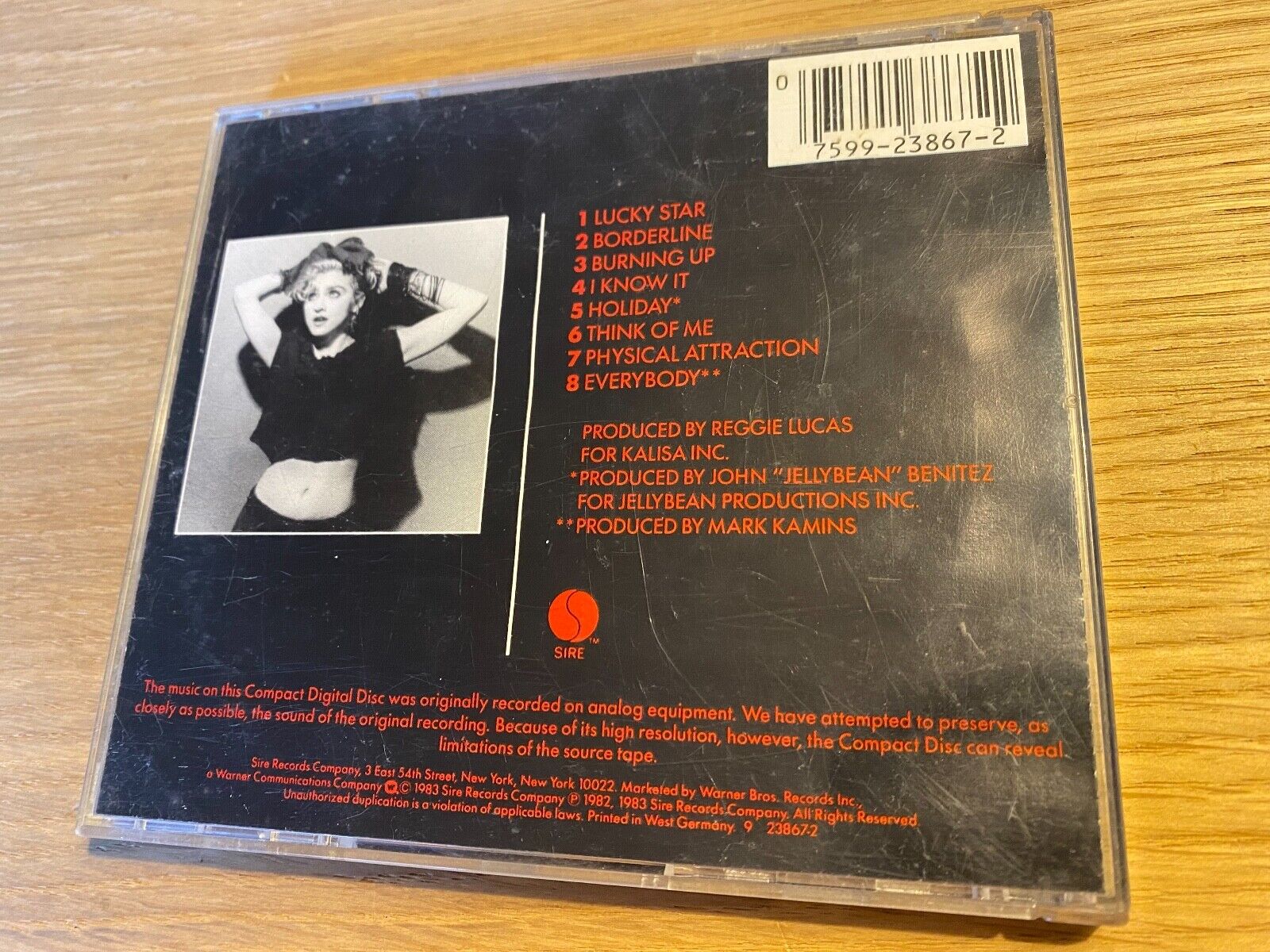 MADONNA "MADONNA" 1982/1983 DEBUT CD ALBUM 8 TRACK SIRE RECORDS SWITZERLAND GEMA