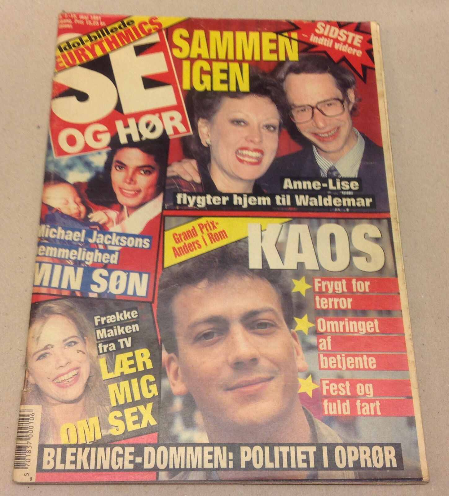 MICHAEL JACKSON FRONT COVER + EURYTHMICS POSTER INSIDE VTG Danish Magazine 1991