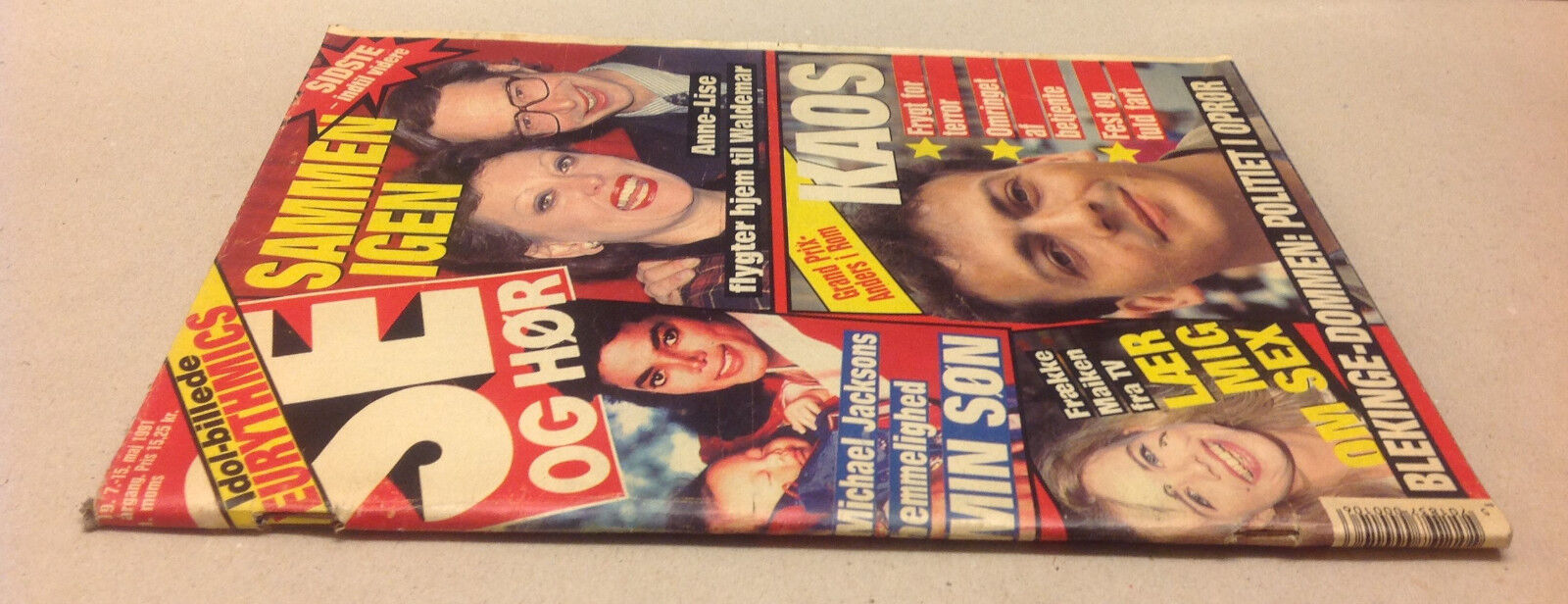 MICHAEL JACKSON FRONT COVER + EURYTHMICS POSTER INSIDE VTG Danish Magazine 1991