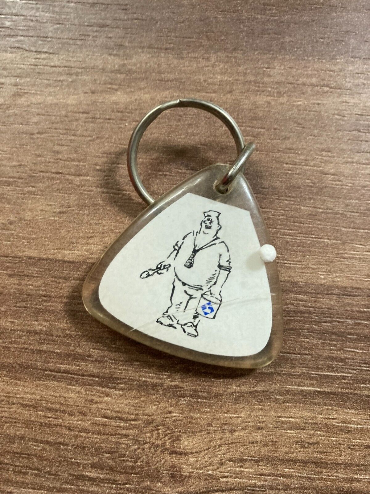 Vintage Sigma Coatings Plastic Keychain - Painter Cartoon Denmark - Retro!