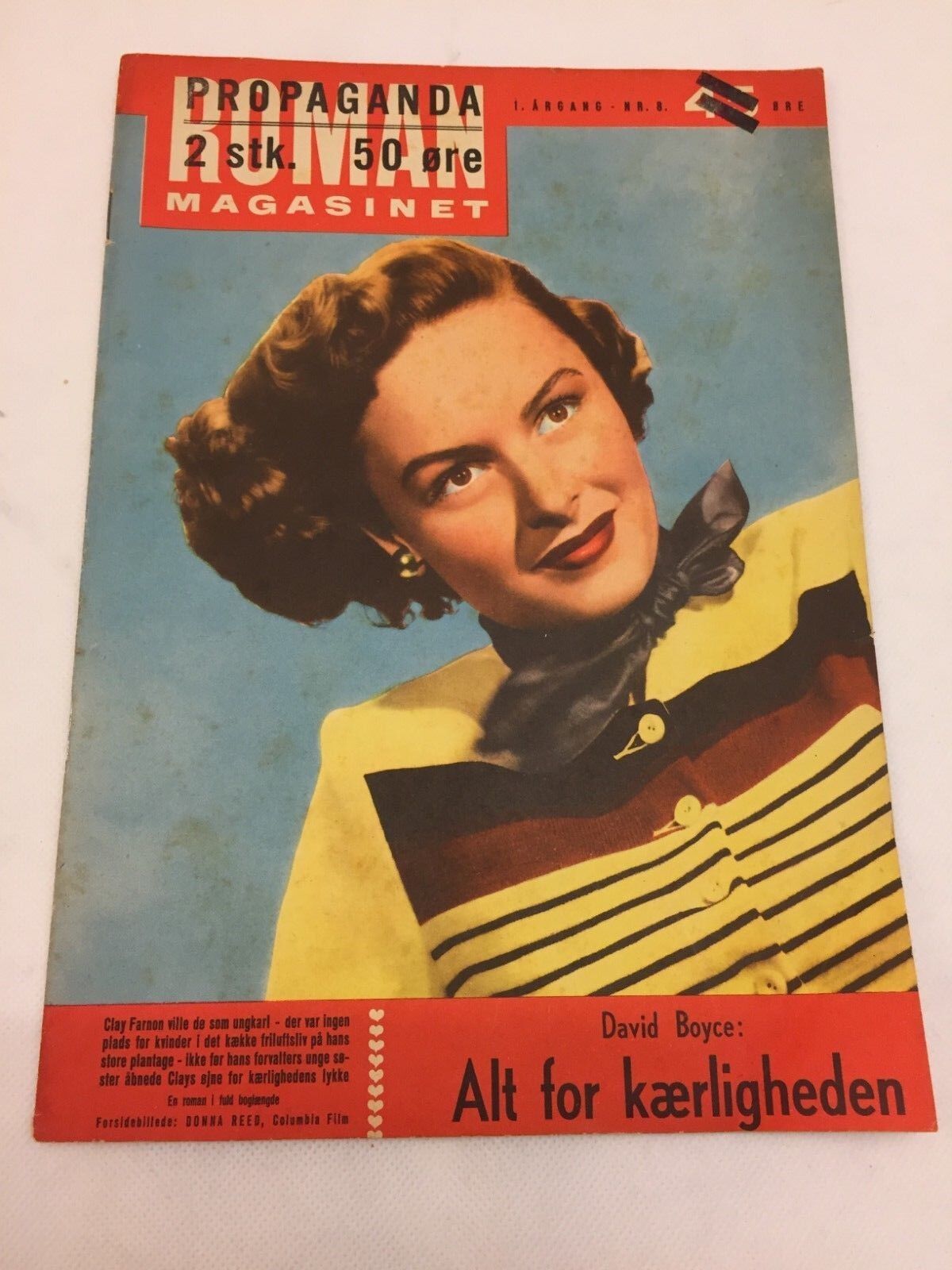 Donna Reed On Front Cover Danish Magazine Roman Magasinet 1950 Vintage