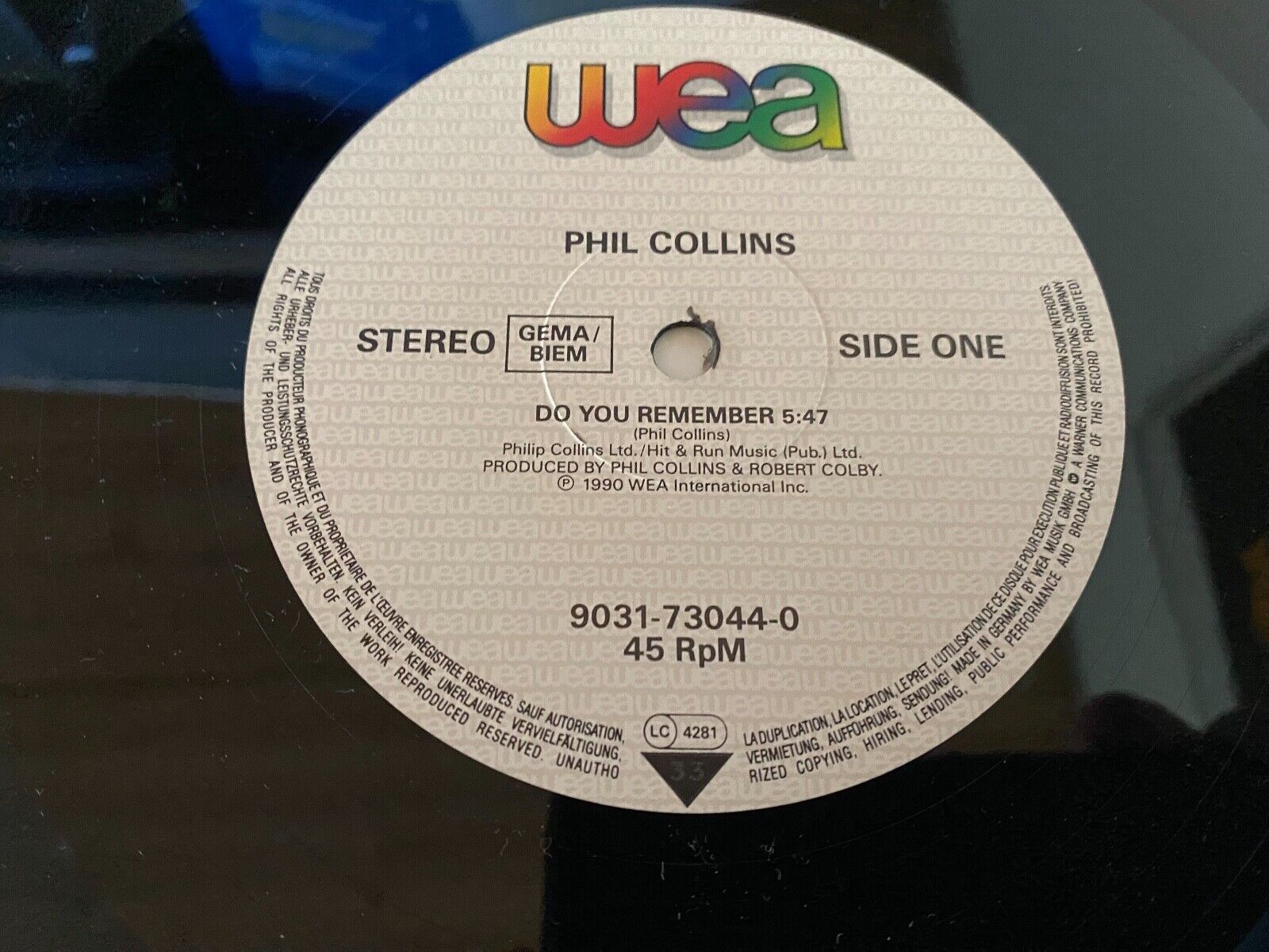 PHIL COLLINS "DO YOU REMEMBER" 1990 12" VINYL MAXI SINGLE WEA RECORDS ST45 RARE*