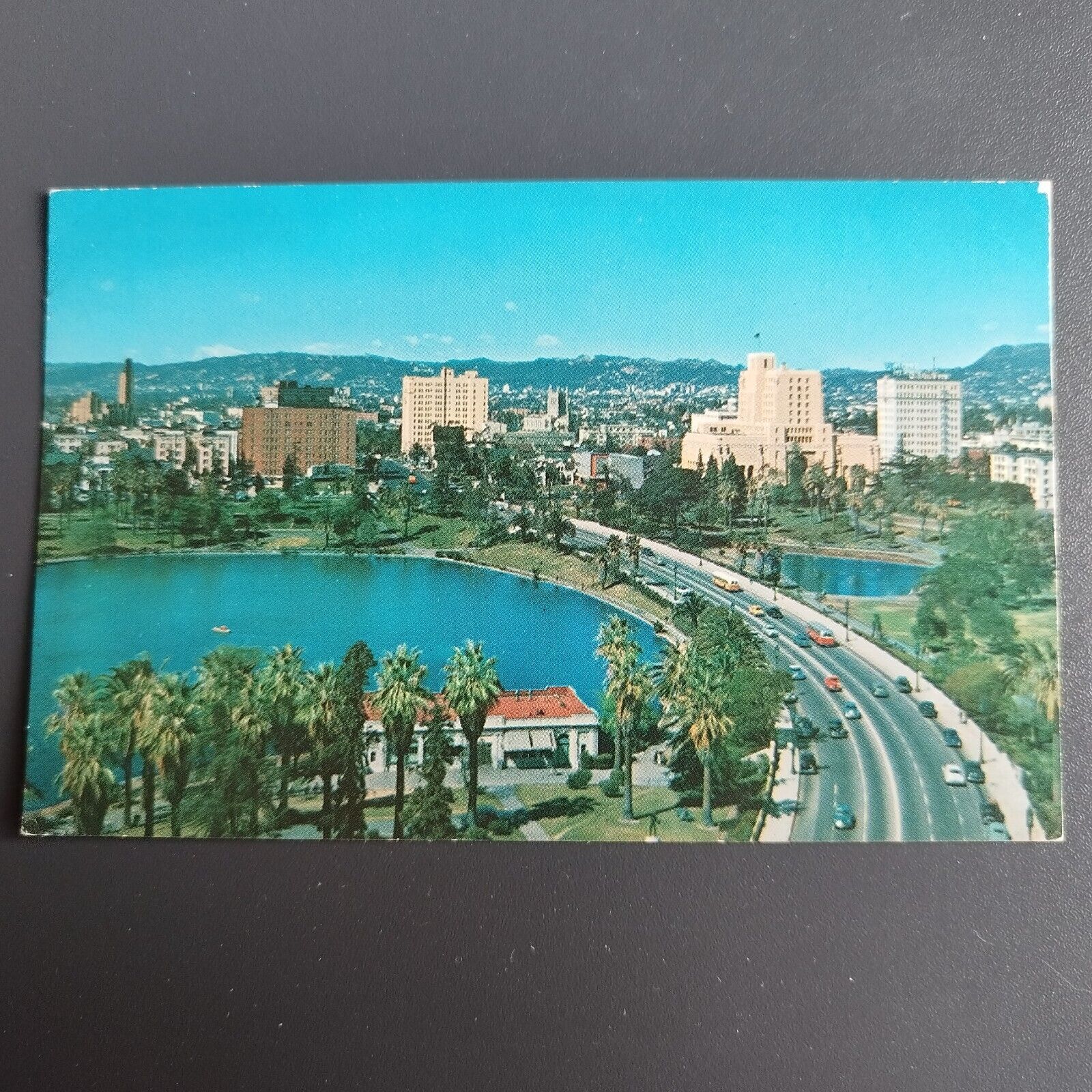 Postcard California Los AngelesWilshire Boulevard MacArthur's Park 1970s