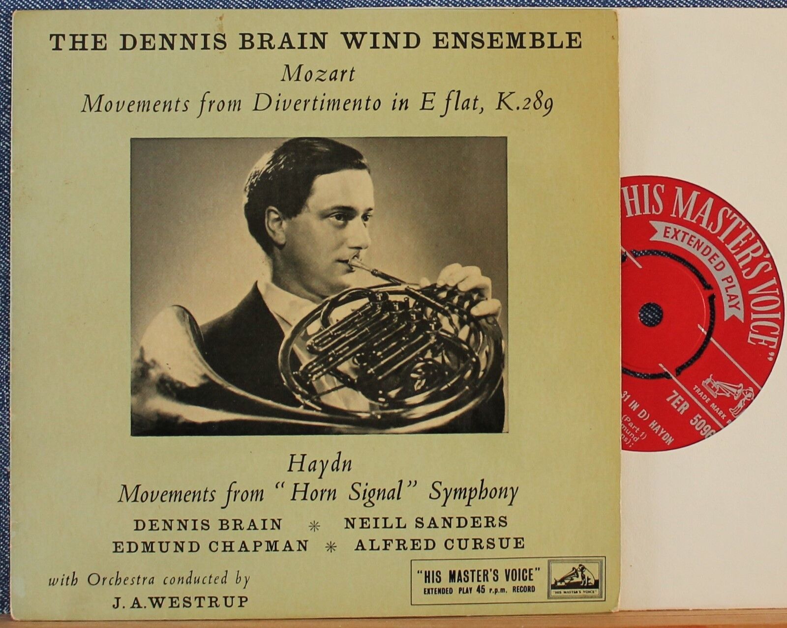 Brain; etc Mozart (Divetimento - excerpts)+Haydn HMV 7ER 5096 (7") NM(-)