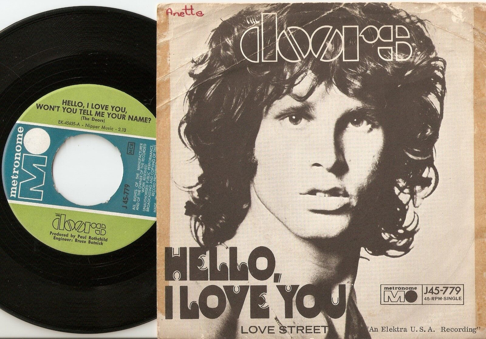 THE DOORS HELLO I LOVE YOU  LOVE STREET SWEDISH 45+PS 1968 PSYCH JIM MORRISON