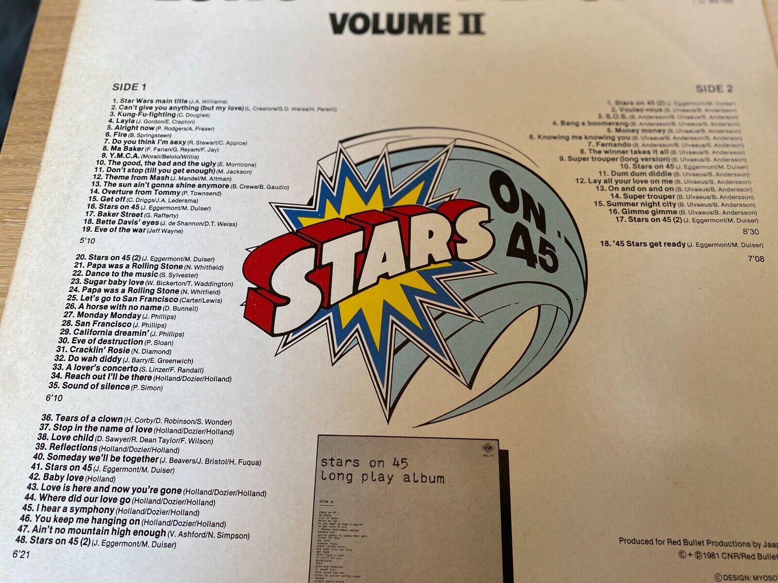 STARS ON 45 "STARS ON 45"  1981 RECORDS 12" MAXI 2 TRACK 12" MAXI SINGLE HOLLAND