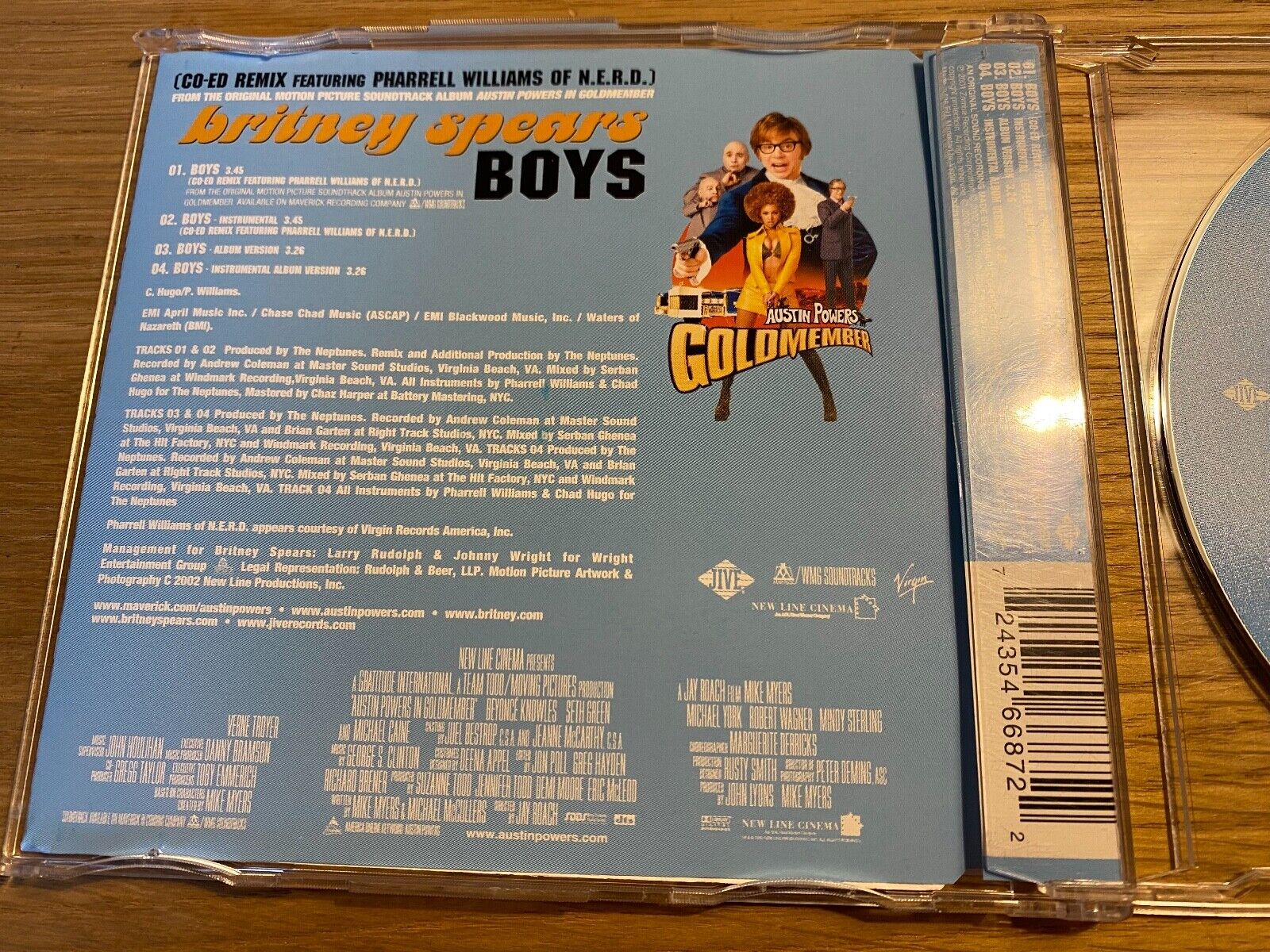 BRITNEY SPEARS  FHARRELL WILLIAMS "BOYS" CD SINGLE 4 TRACK 2002 JIVE RECORDS EU